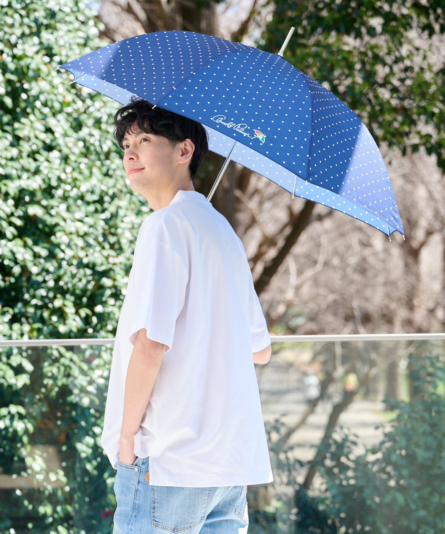 ドット柄 晴雨兼用 シェア 長傘