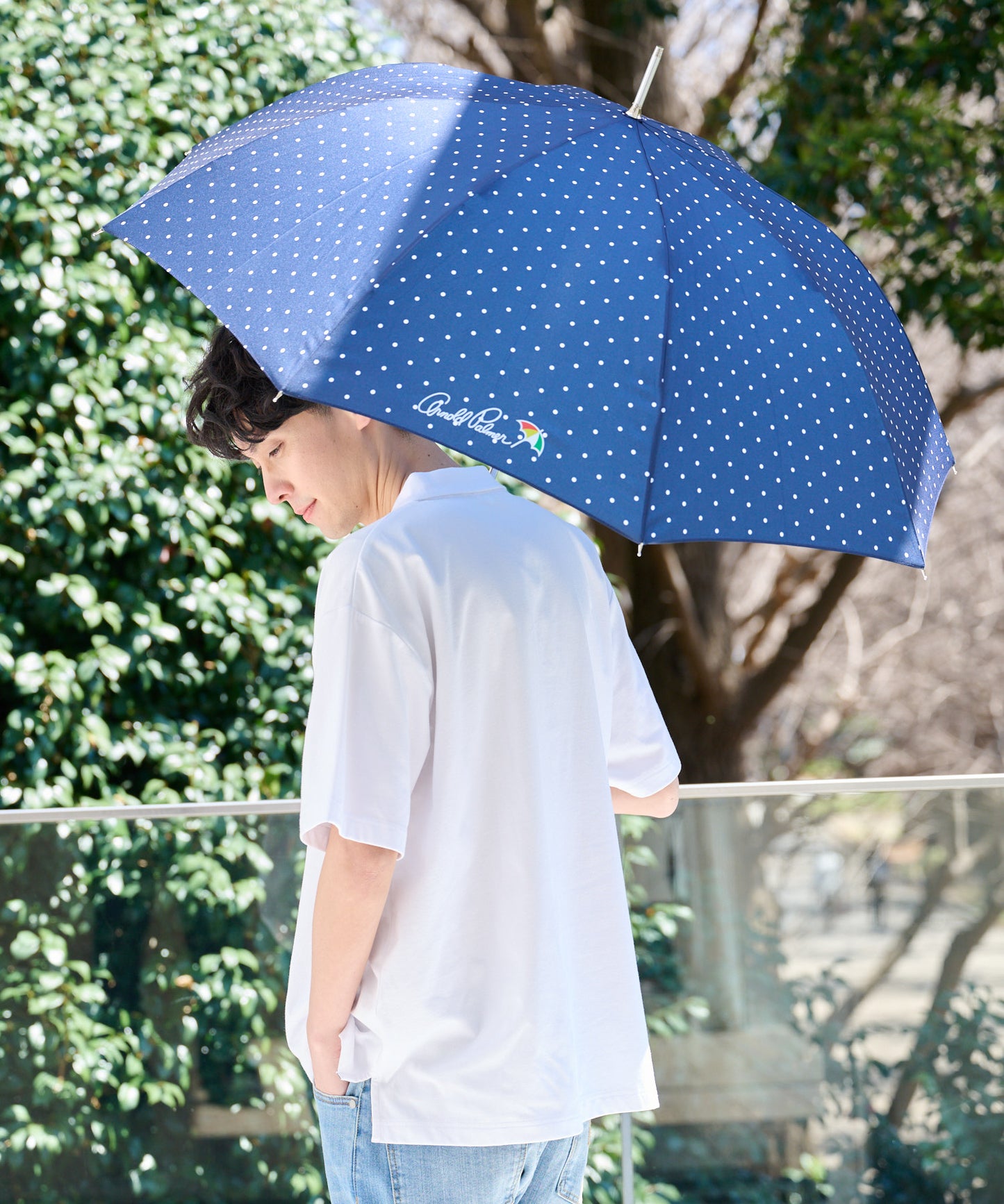 ドット柄 晴雨兼用 シェア 長傘