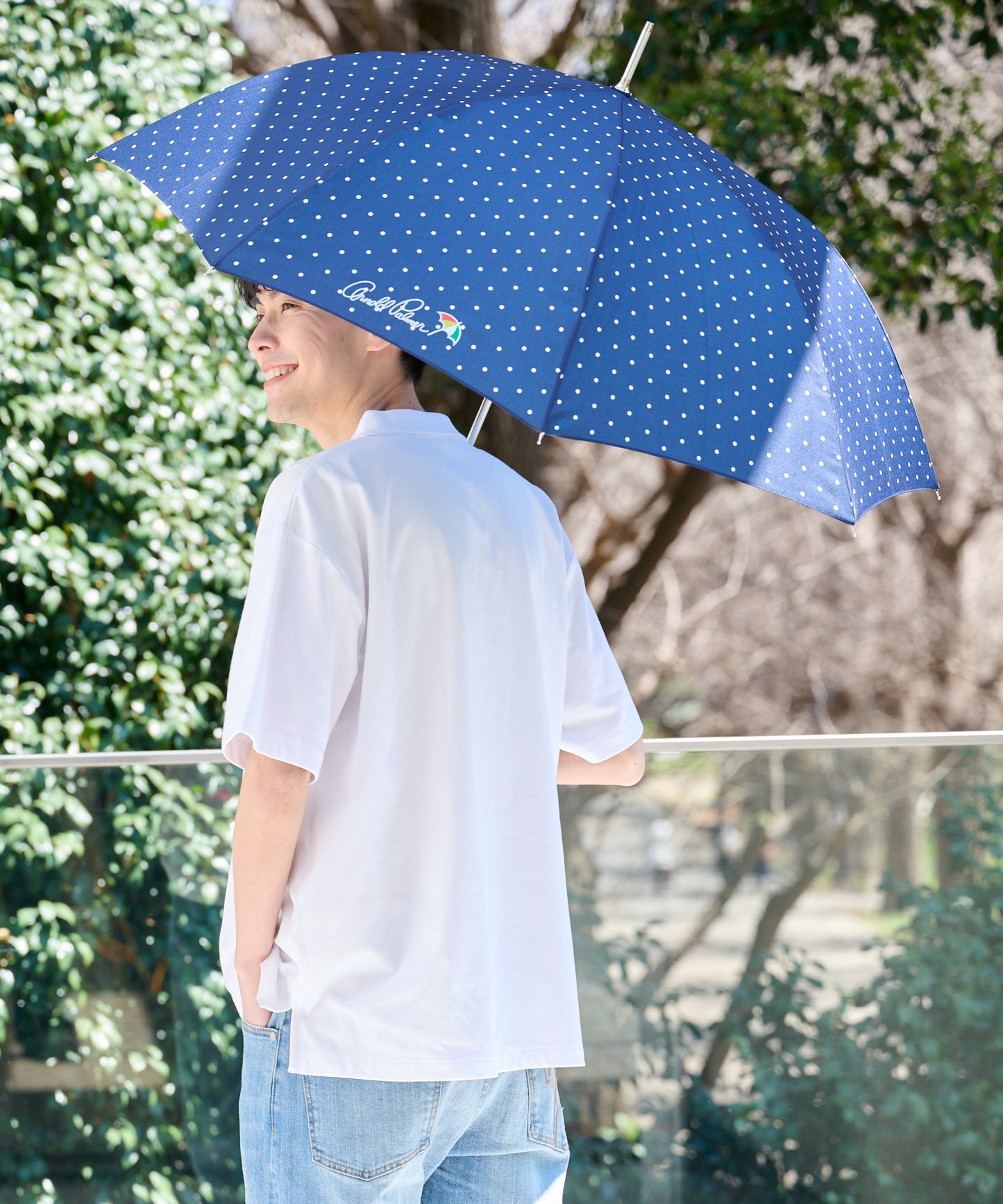 ドット柄 晴雨兼用 シェア 長傘