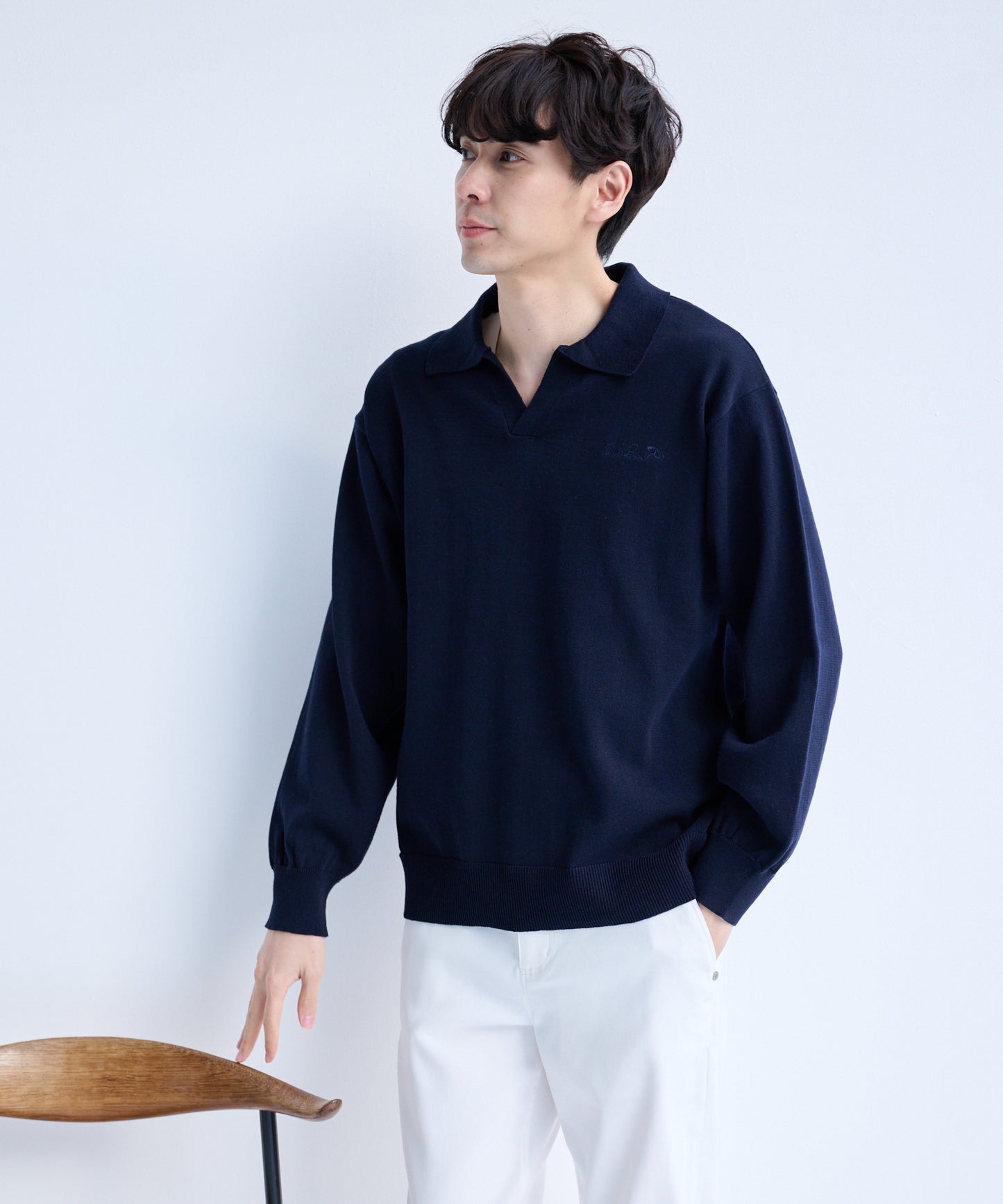 スキッパーニットポロシャツ