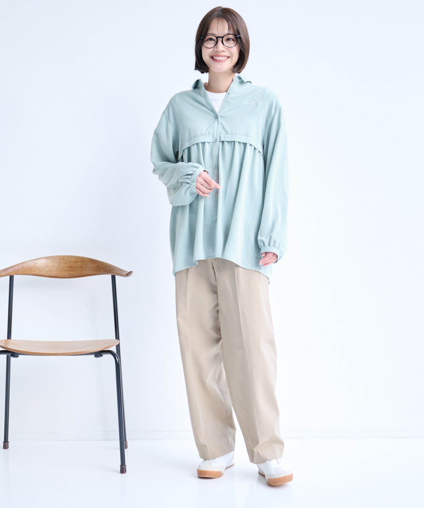 バックシャーリング シャツブラウス
