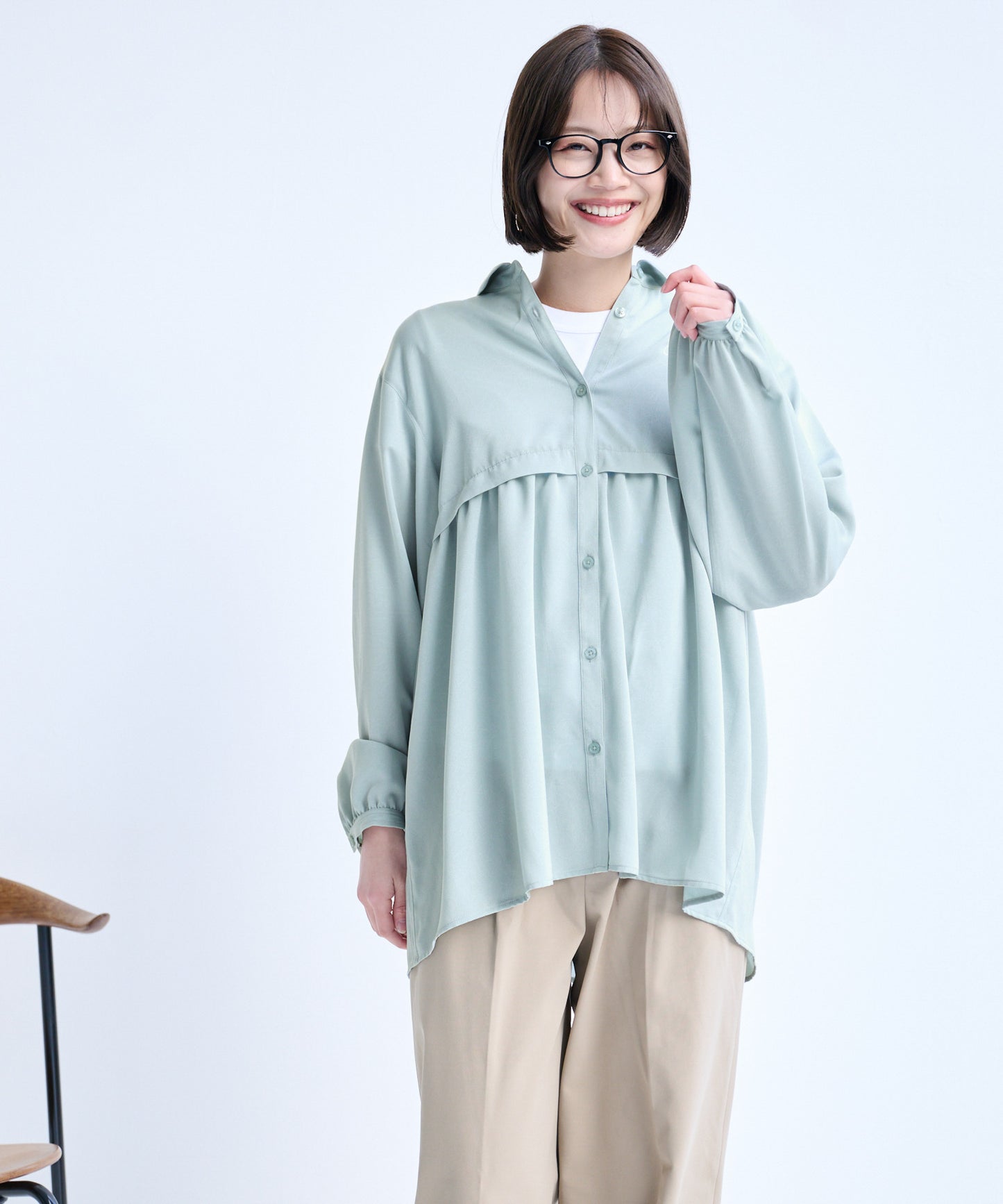 バックシャーリング シャツブラウス