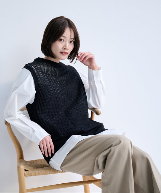 Arnold Palmer シアーニットベスト×シャツレイヤードセット