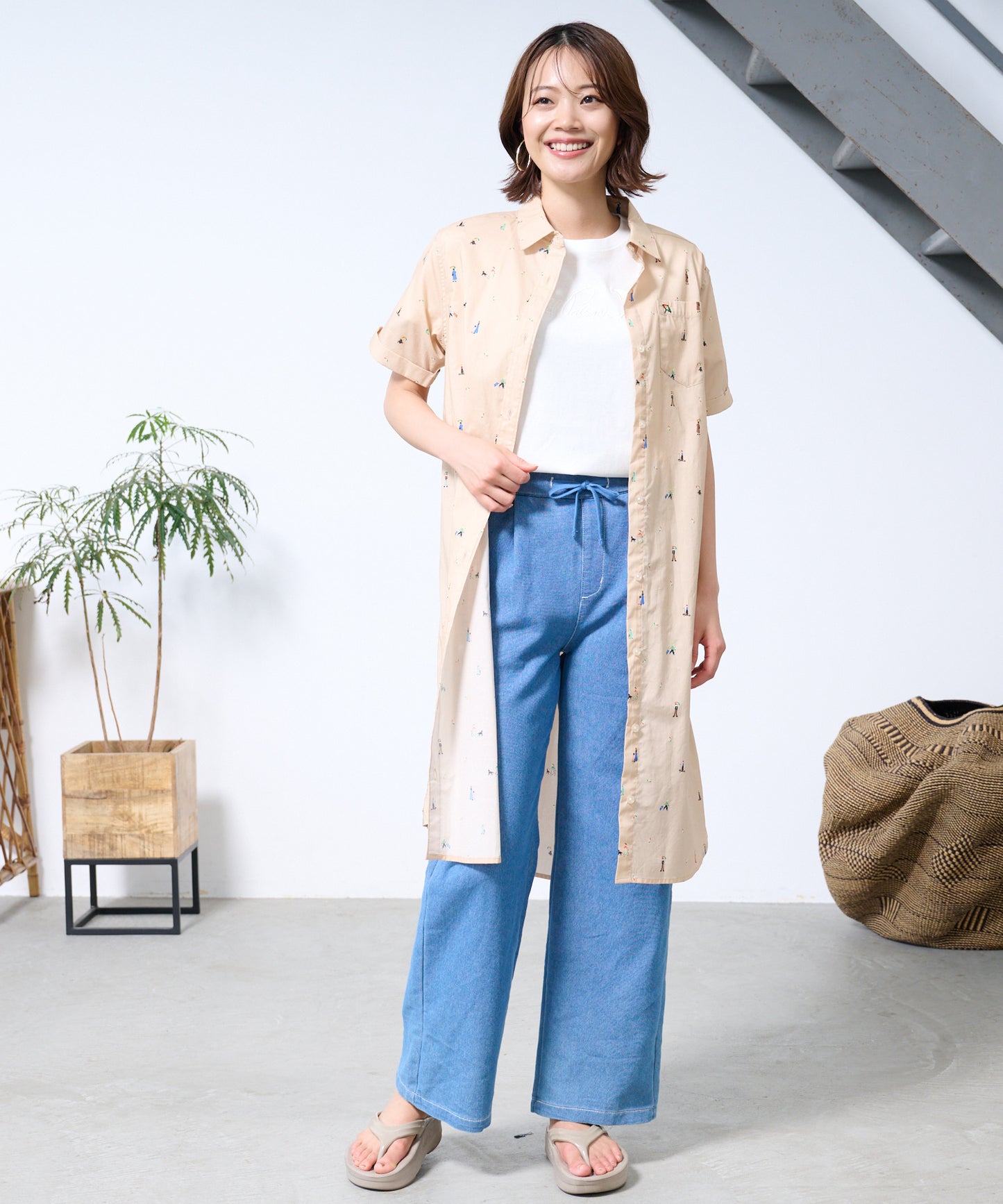 アート総柄ワンピース