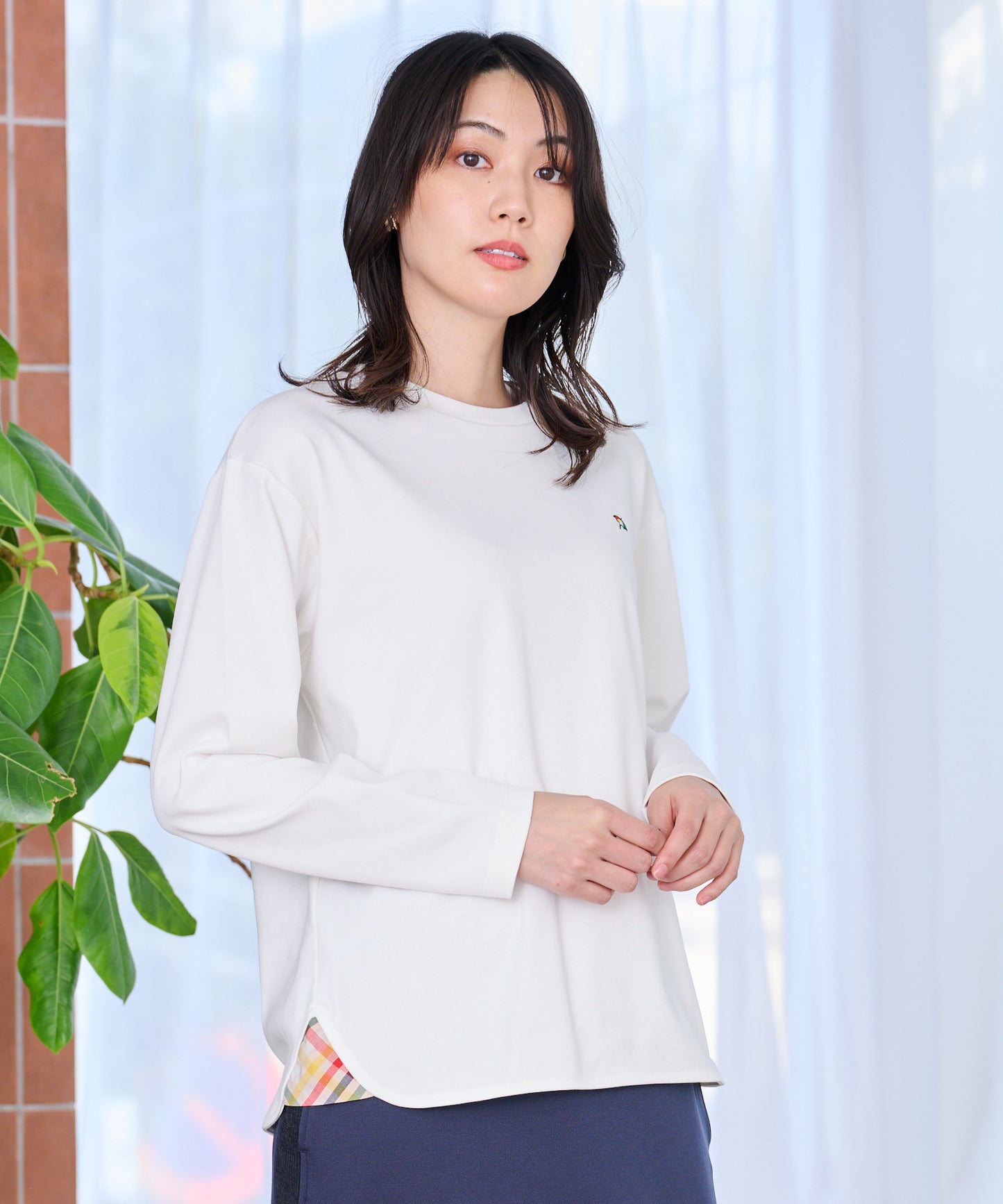シェア スムースコットン ラウンドヘム ロングTシャツ