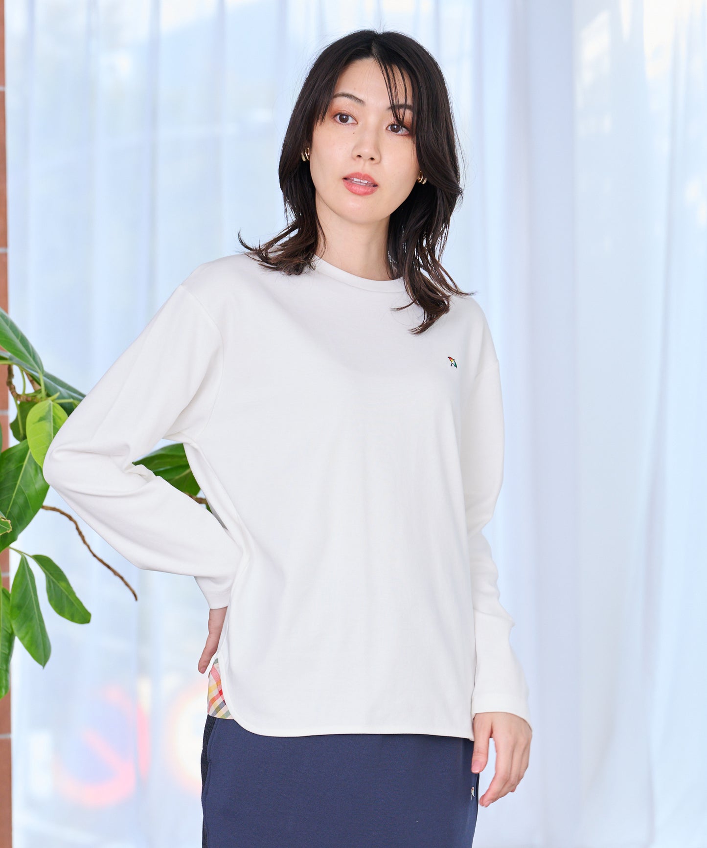 シェア スムースコットン ラウンドヘム ロングTシャツ