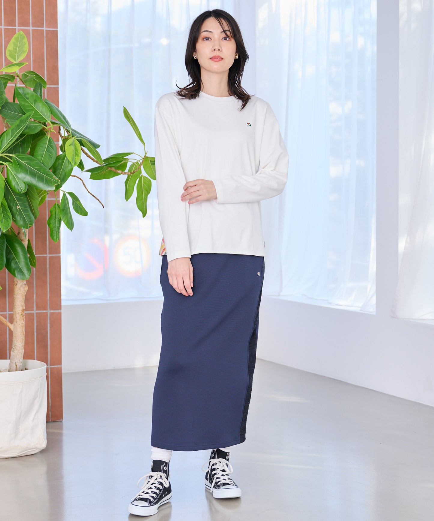 シェア スムースコットン ラウンドヘム ロングTシャツ