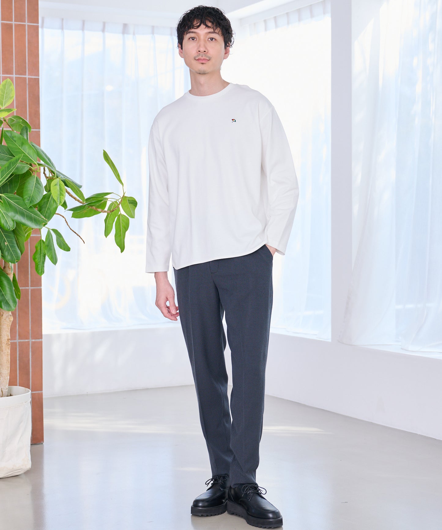 シェア スムースコットン ラウンドヘム ロングTシャツ