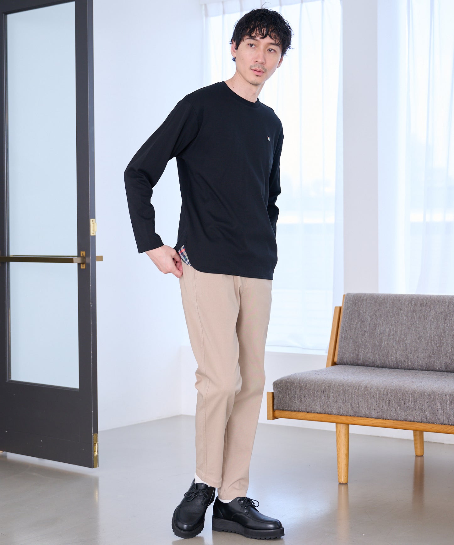 シェア スムースコットン ラウンドヘム ロングTシャツ