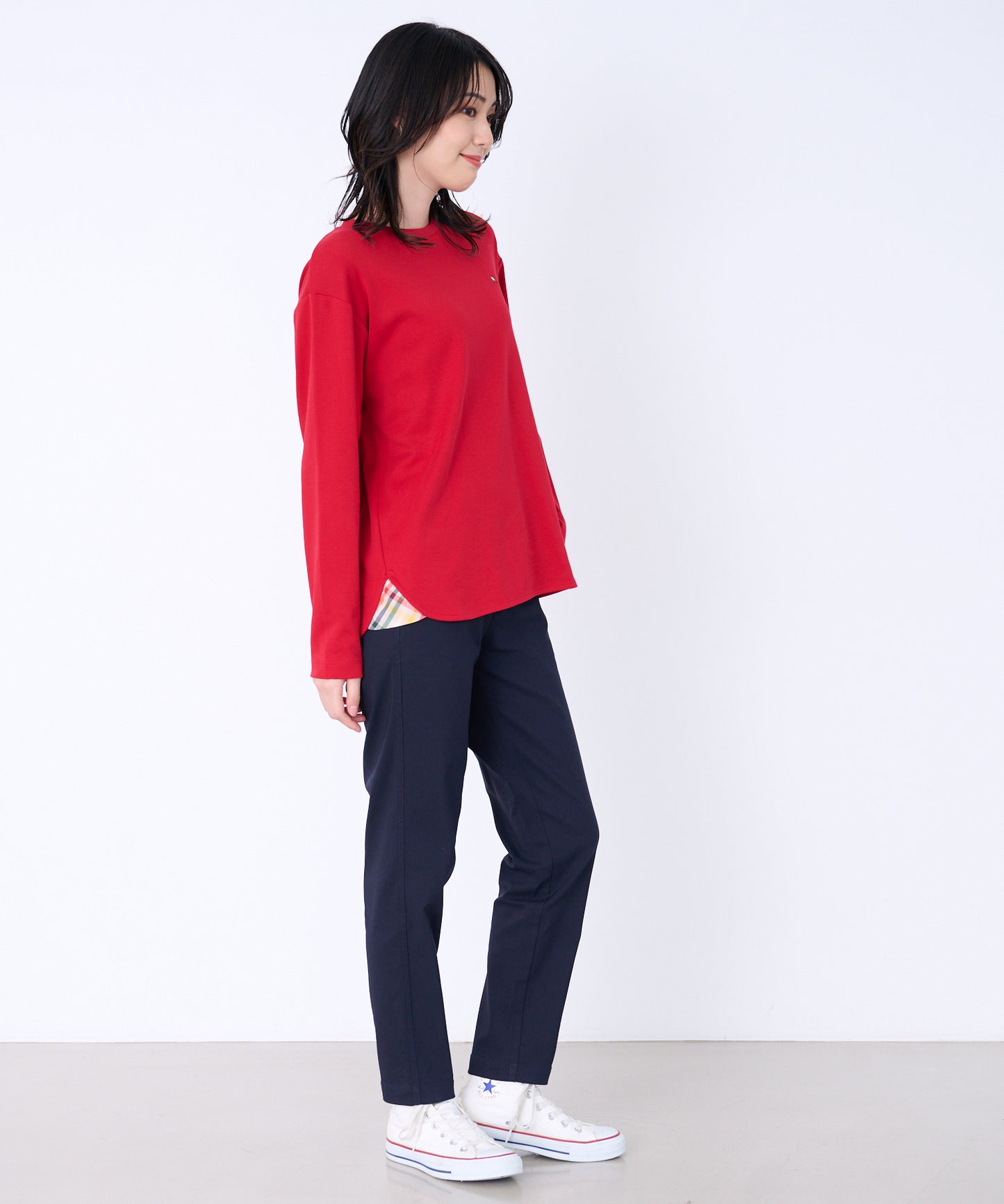 シェア スムースコットン ラウンドヘム ロングTシャツ