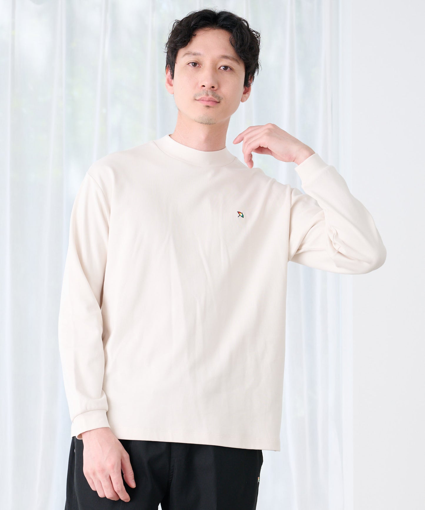 シェア スムースコットン モックネック ロングTシャツ