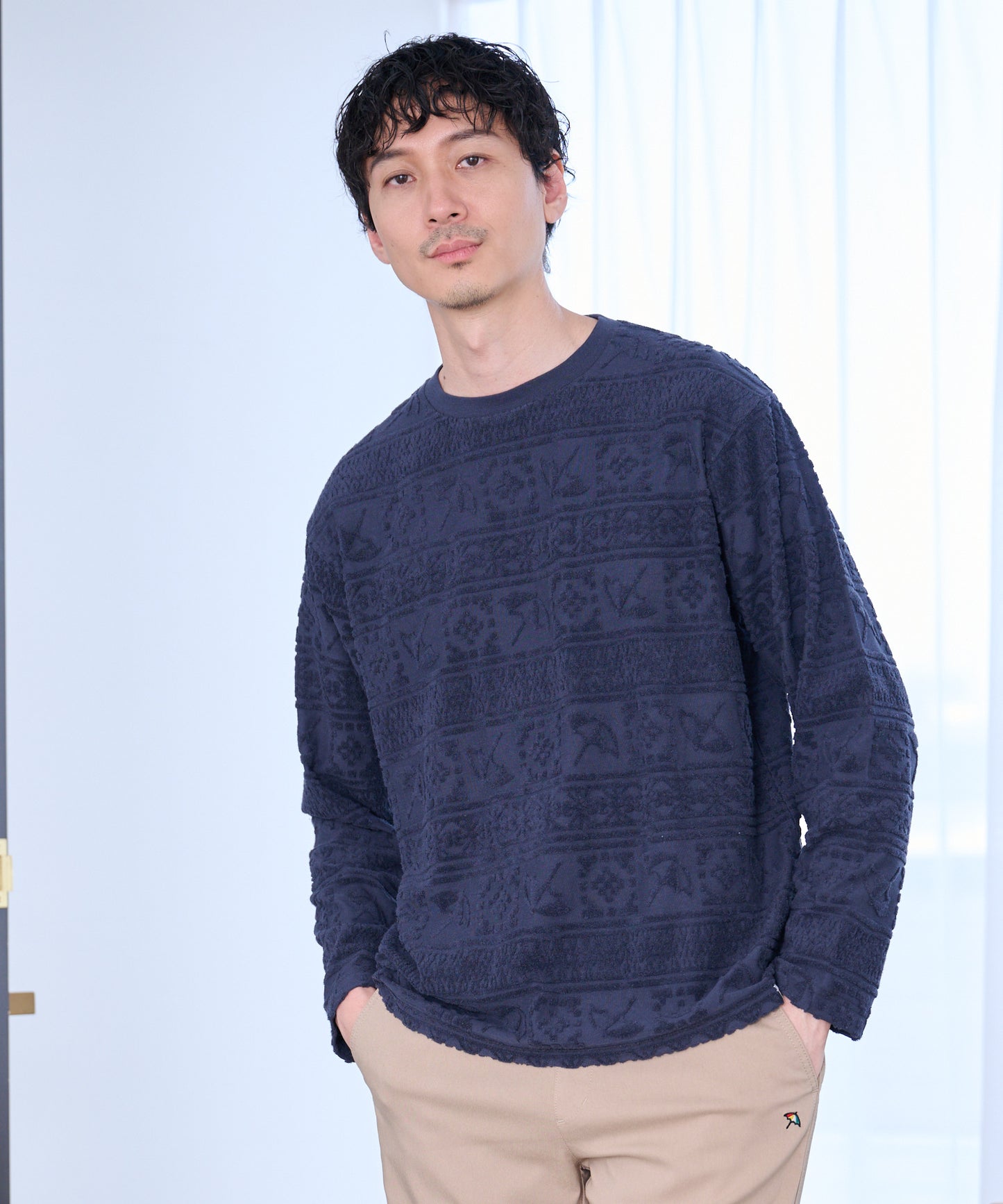 シェア アンブレラパイルジャガード ロングTシャツ