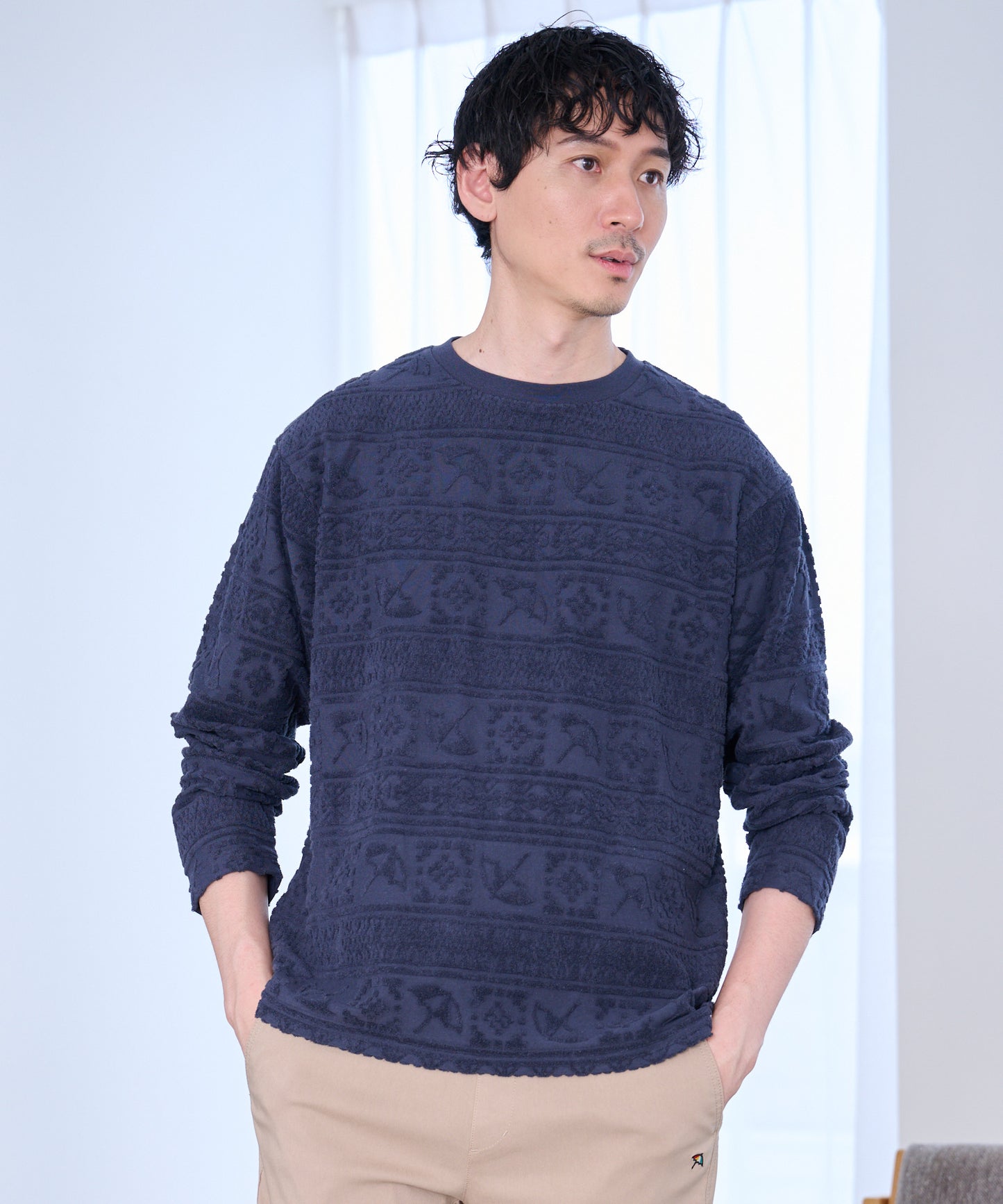 シェア アンブレラパイルジャガード ロングTシャツ