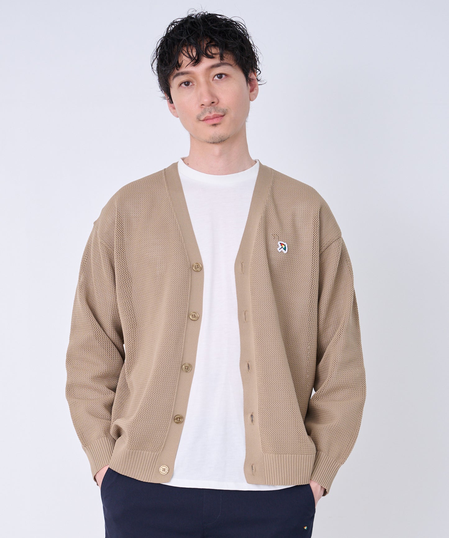 シェア メッシュニットカーディガン + ロングTシャツセット