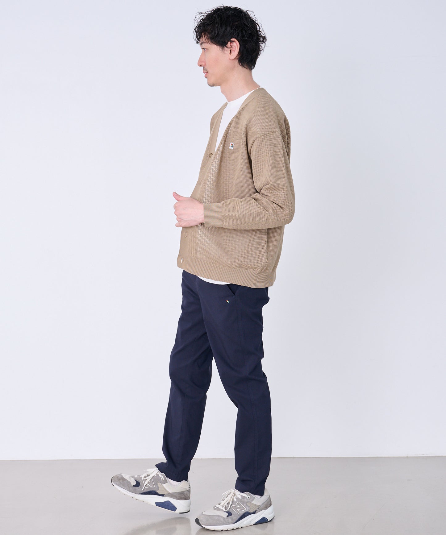 シェア メッシュニットカーディガン + ロングTシャツセット
