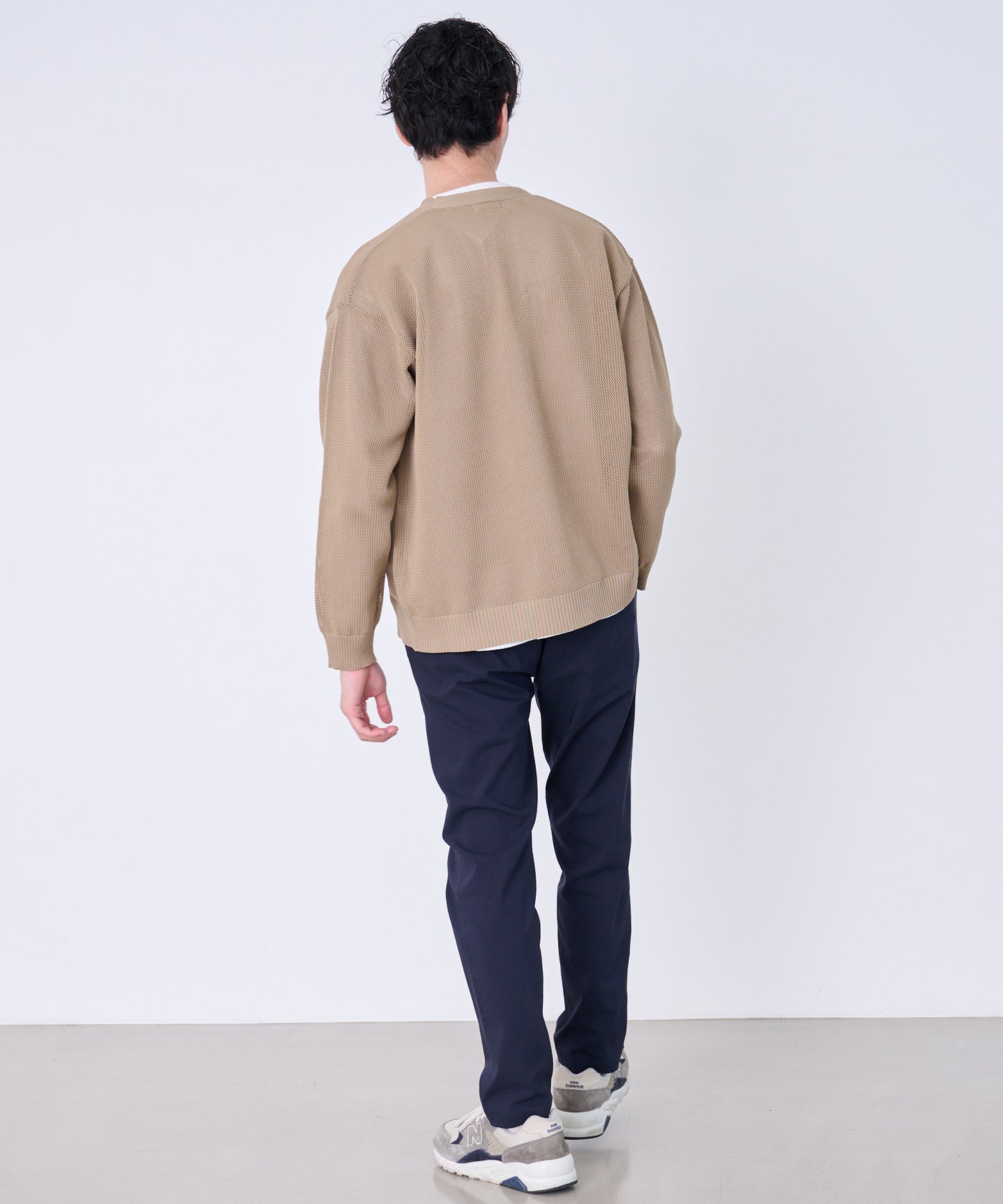 シェア メッシュニットカーディガン + ロングTシャツセット