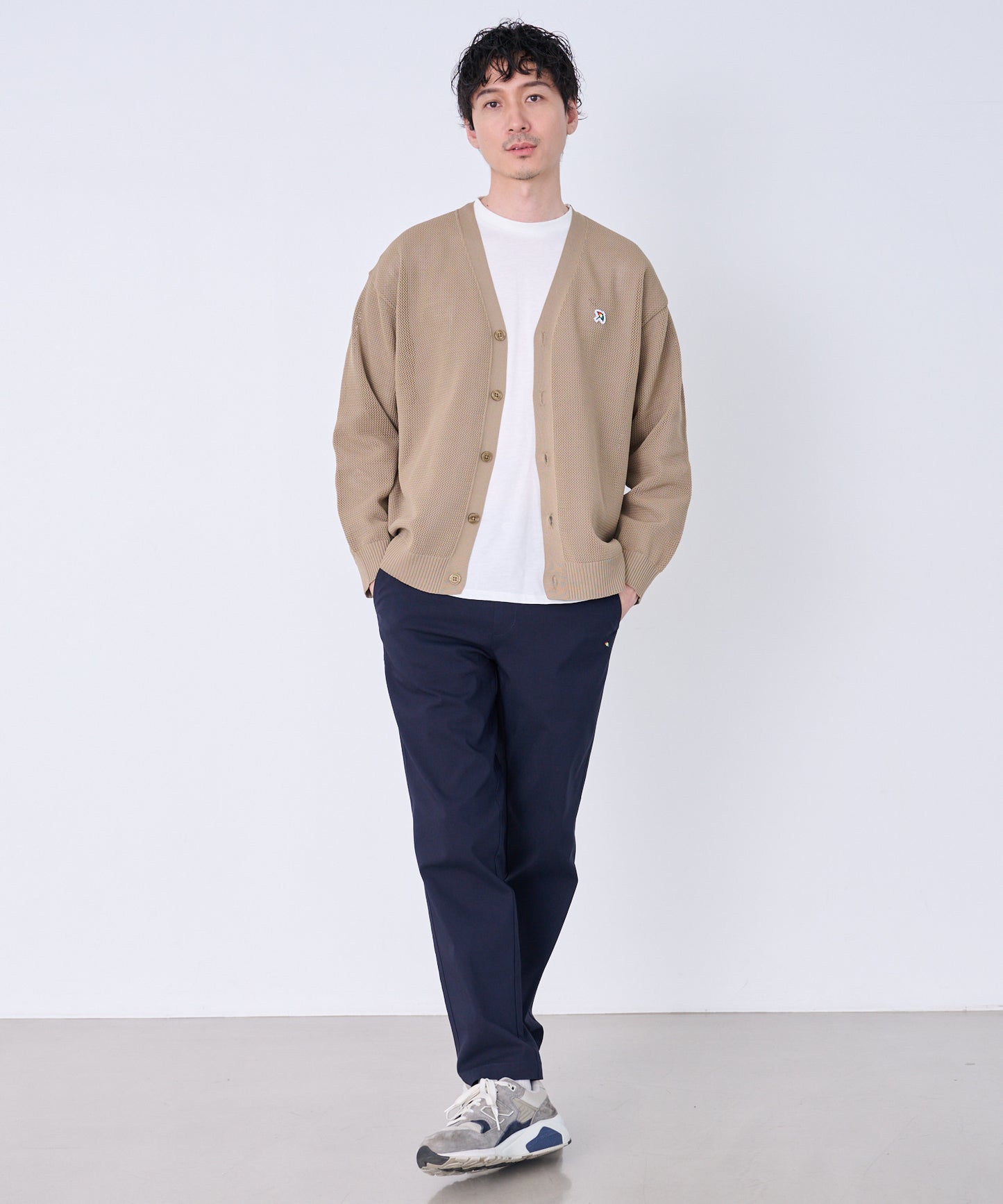 シェア メッシュニットカーディガン + ロングTシャツセット