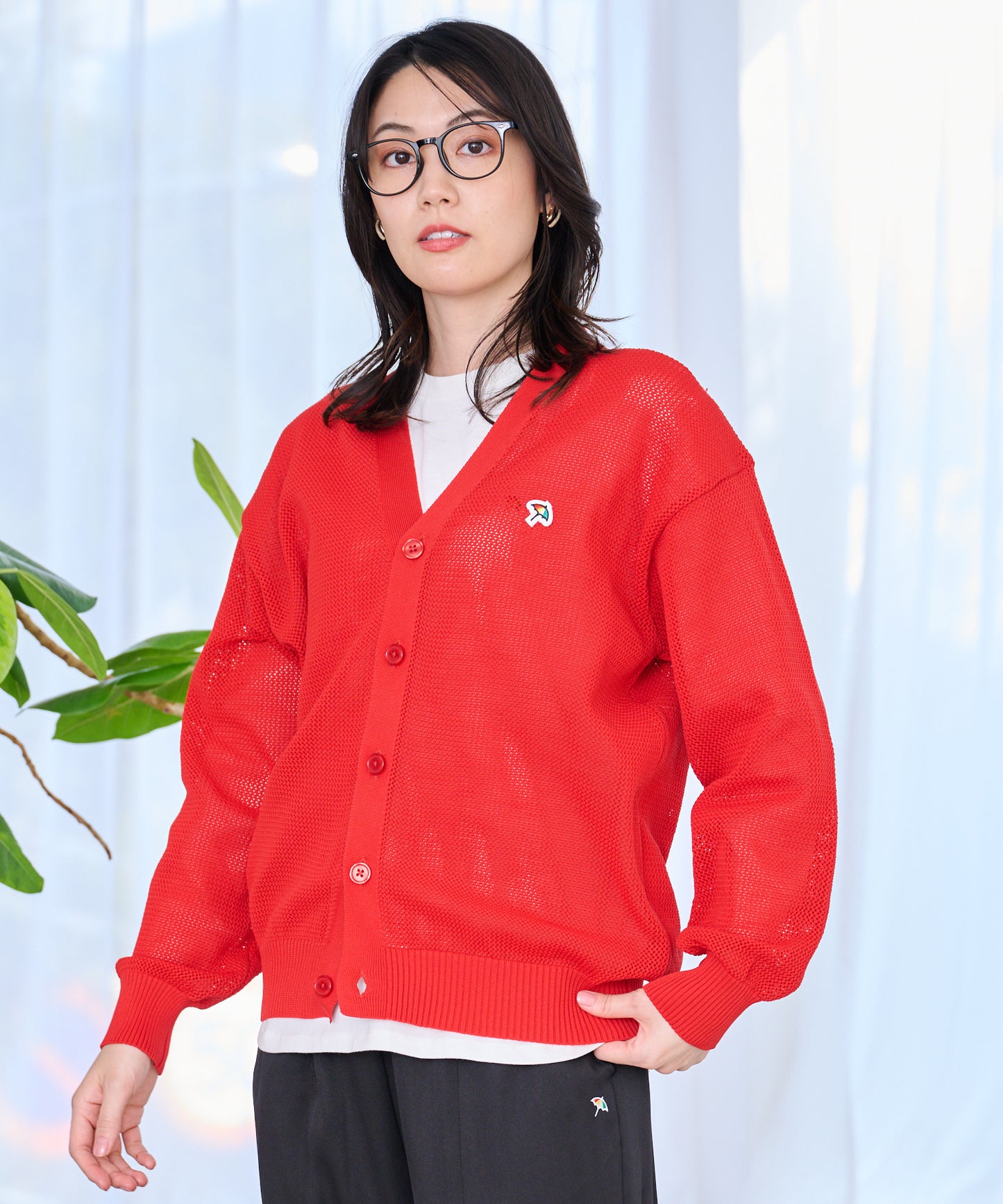 シェア メッシュニットカーディガン + ロングTシャツセット