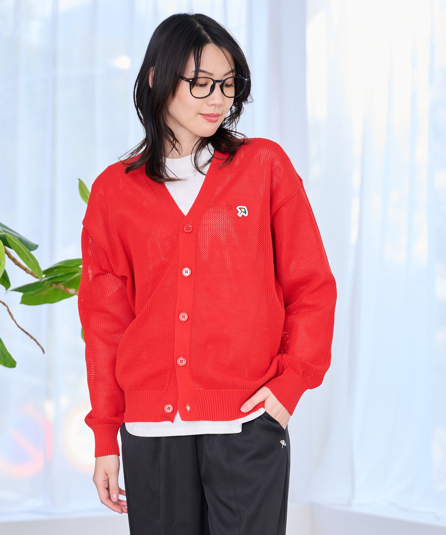 シェア メッシュニットカーディガン + ロングTシャツセット