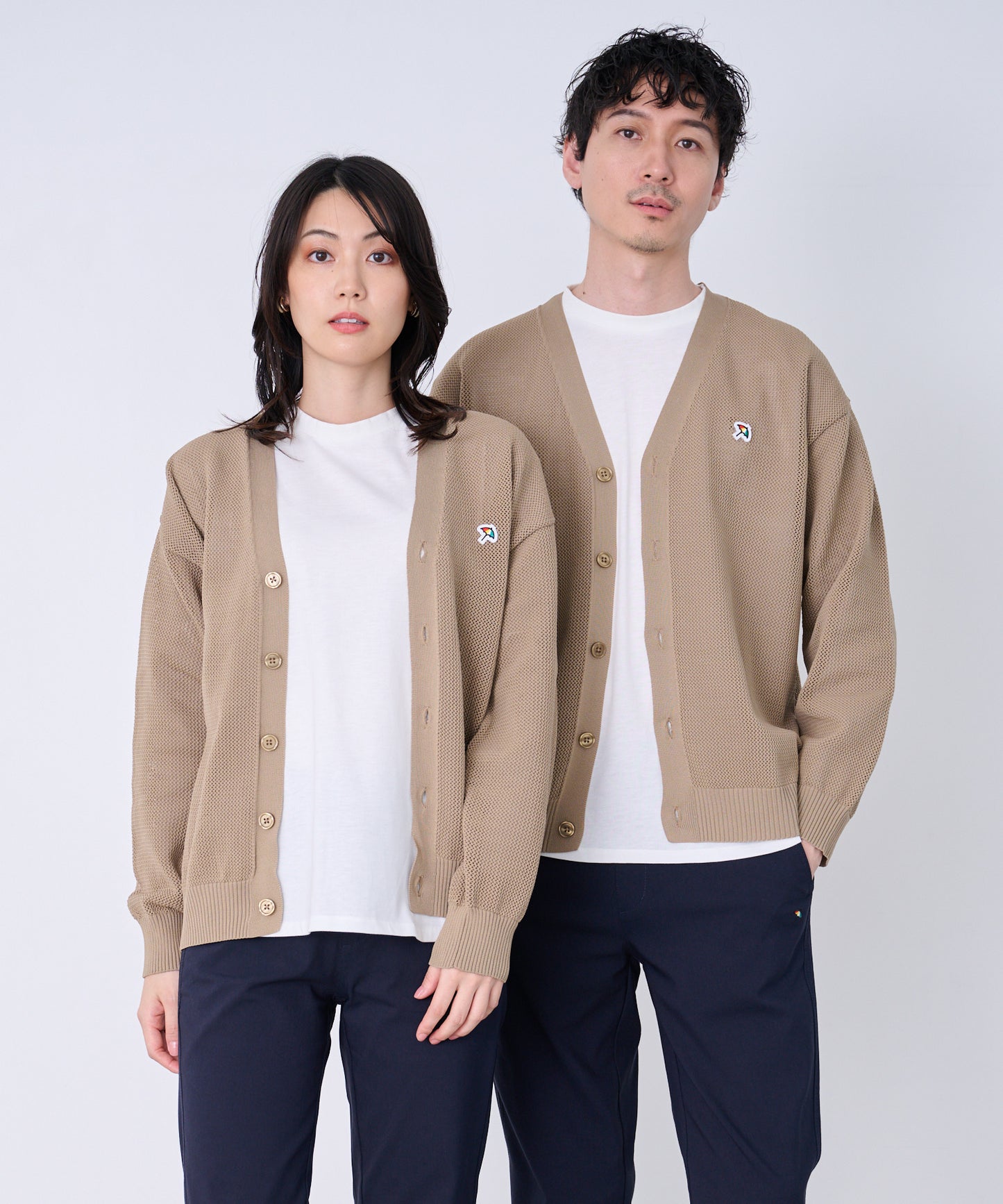 シェア メッシュニットカーディガン + ロングTシャツセット