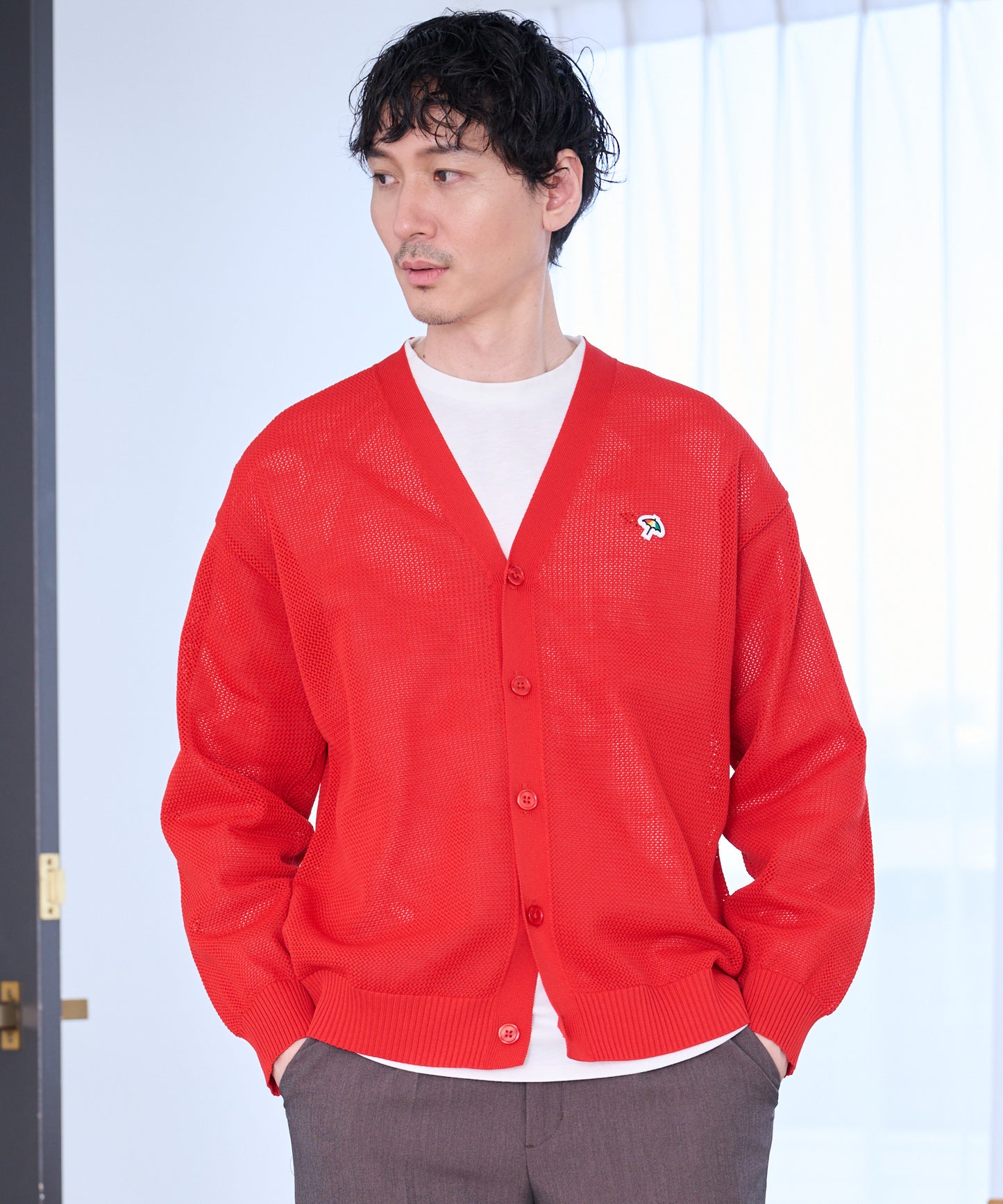 シェア メッシュニットカーディガン + ロングTシャツセット
