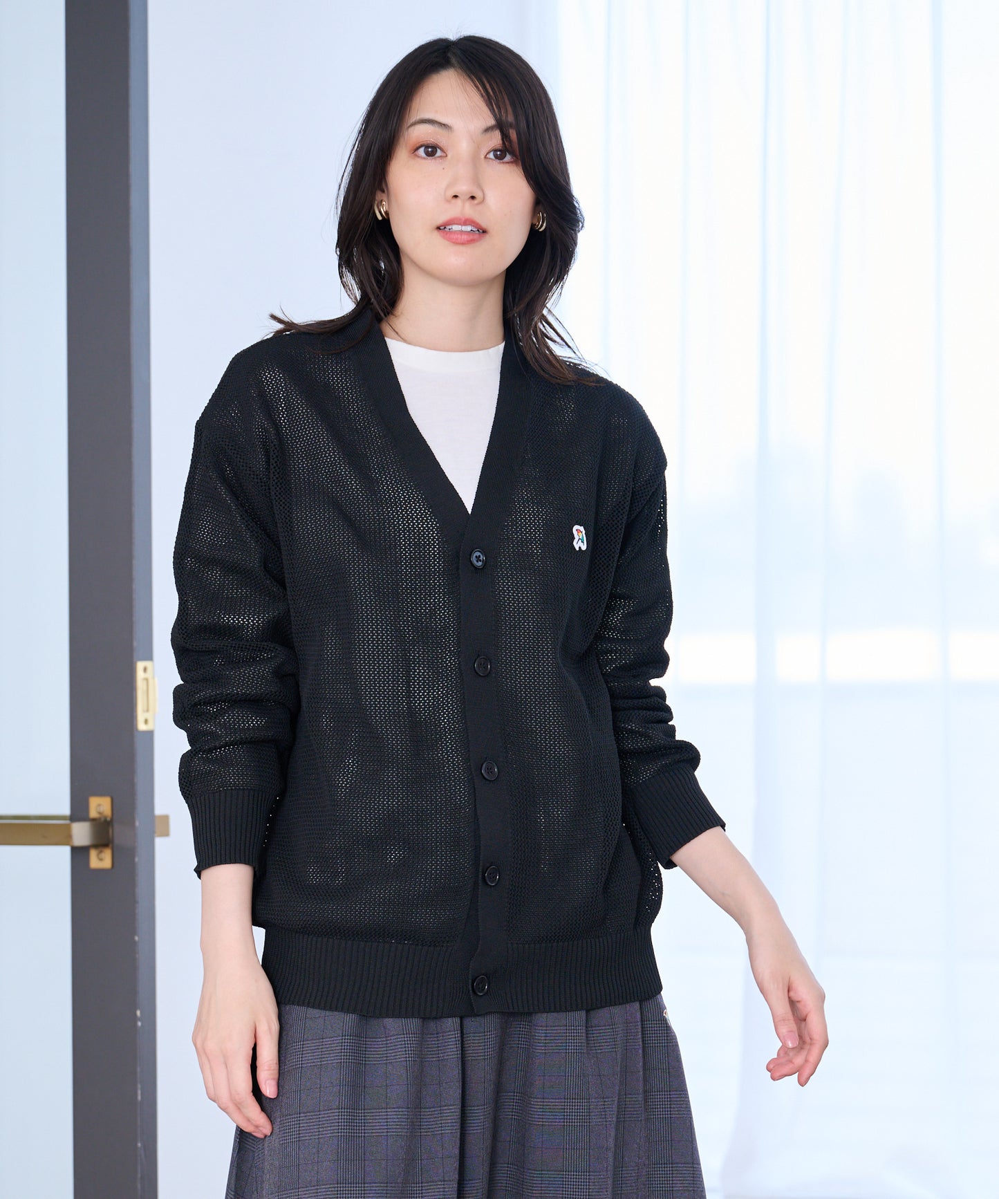 シェア メッシュニットカーディガン + ロングTシャツセット