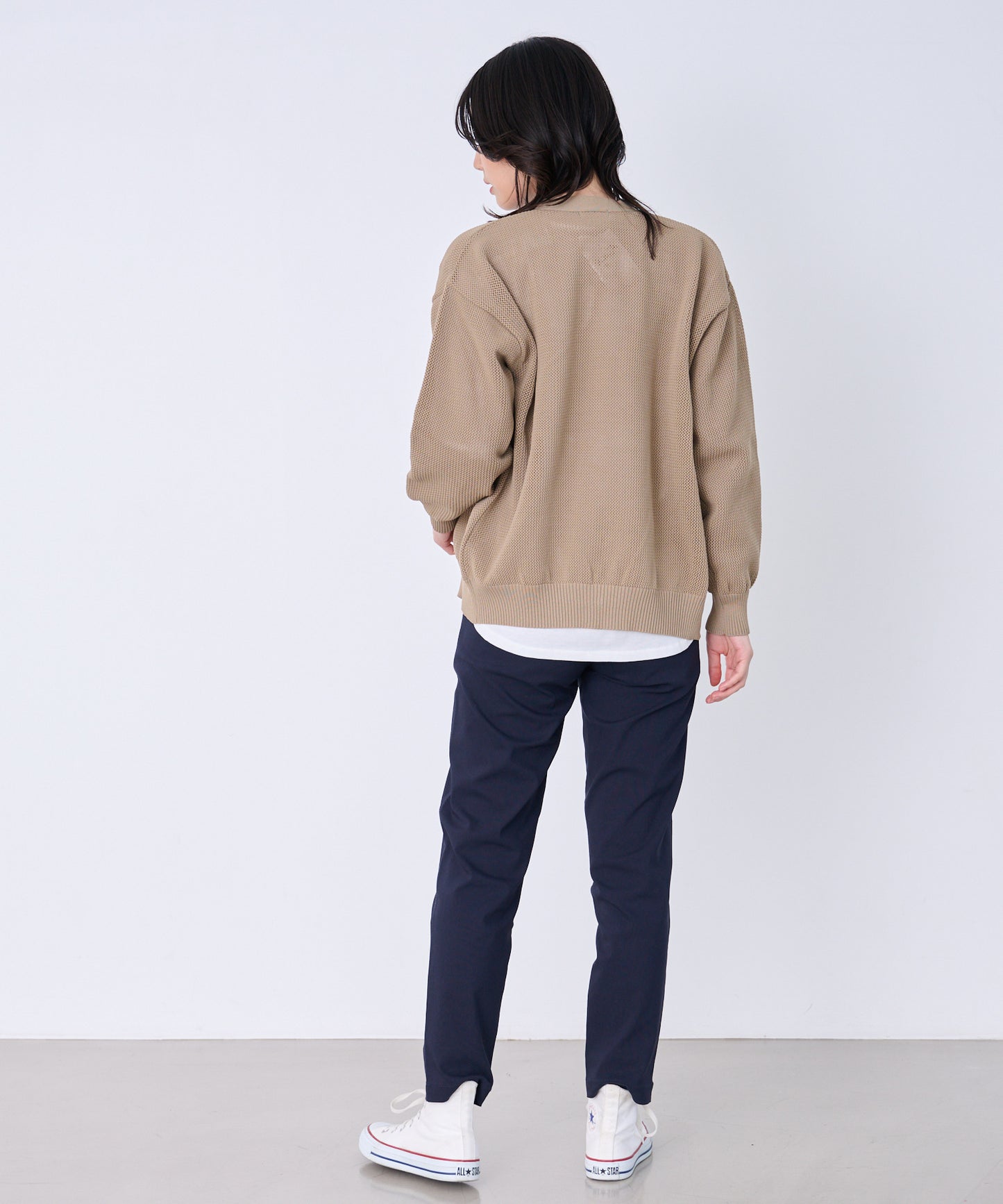 シェア メッシュニットカーディガン + ロングTシャツセット