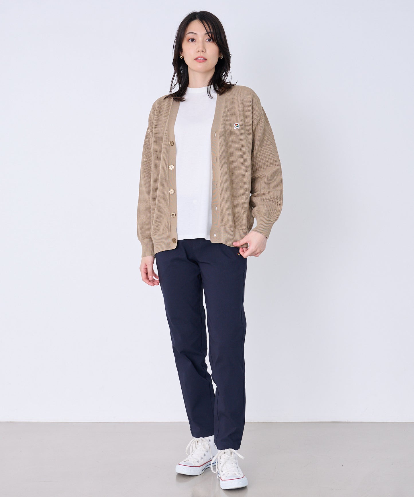 シェア メッシュニットカーディガン + ロングTシャツセット