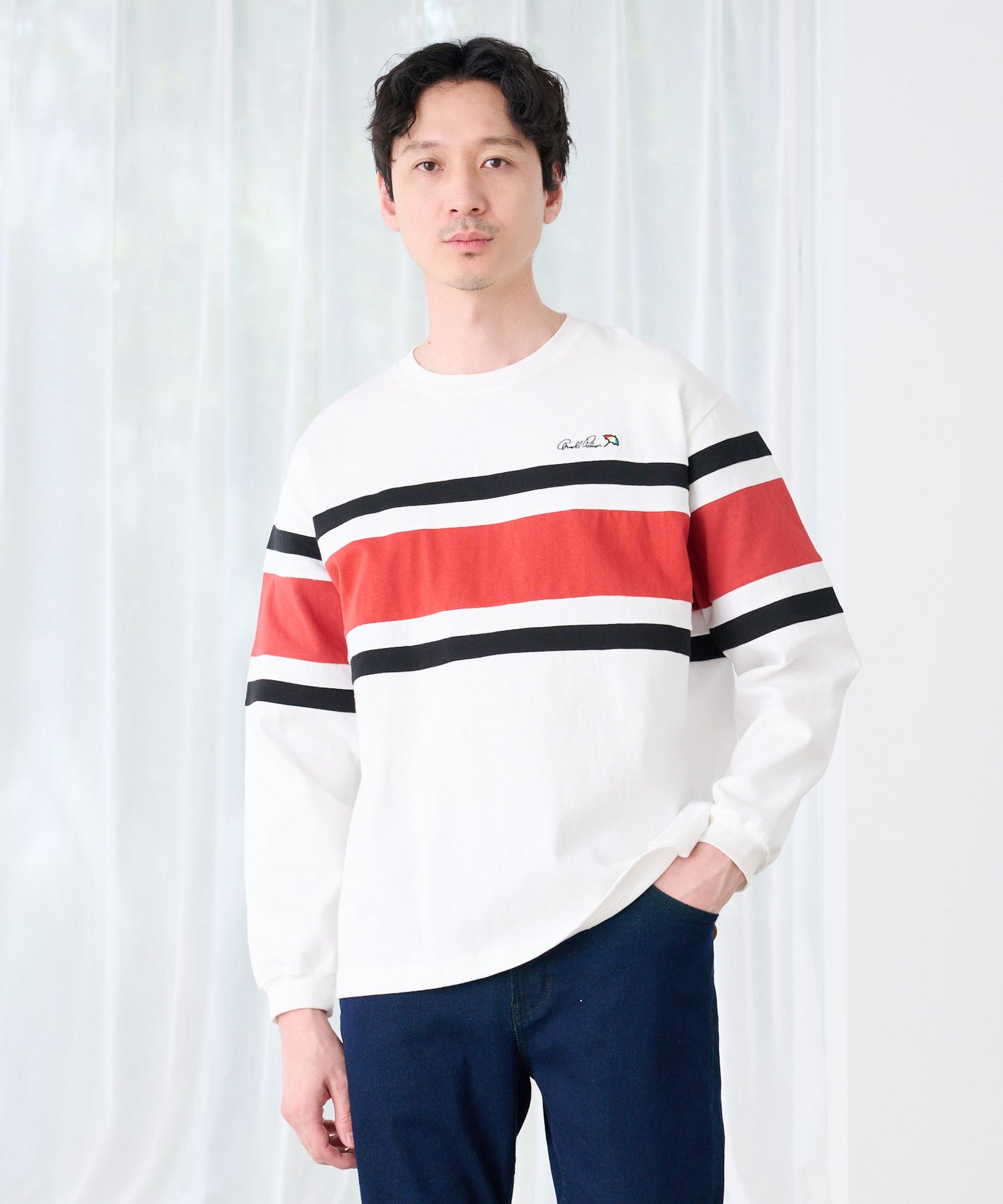 ヘビーウェイト パネルボーダー ロングTシャツ