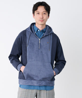 スエードダンボール ブロッキング ハーフジップコーデ