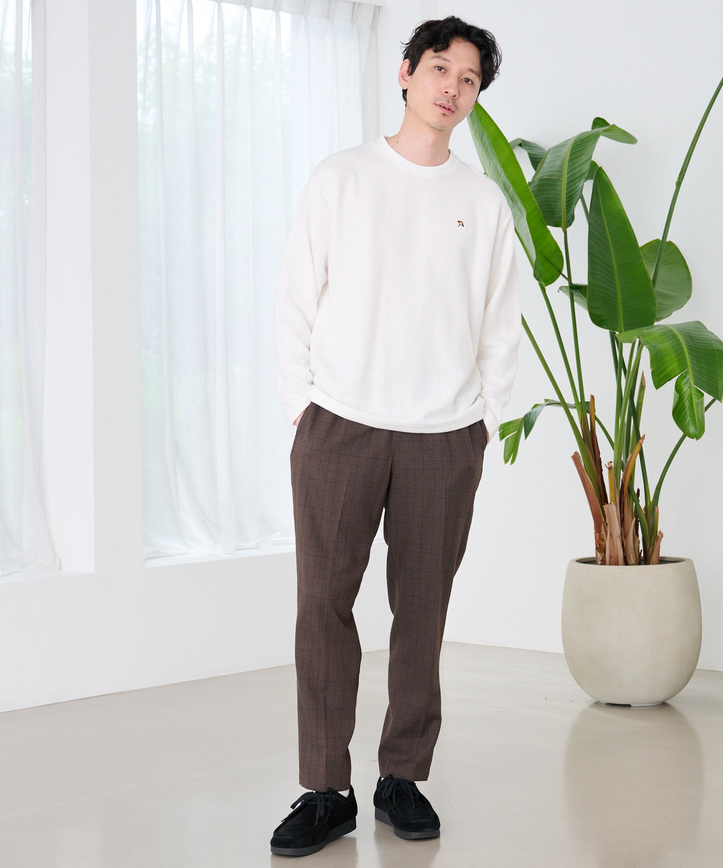 針抜き ダブルフェイス ロングTシャツ