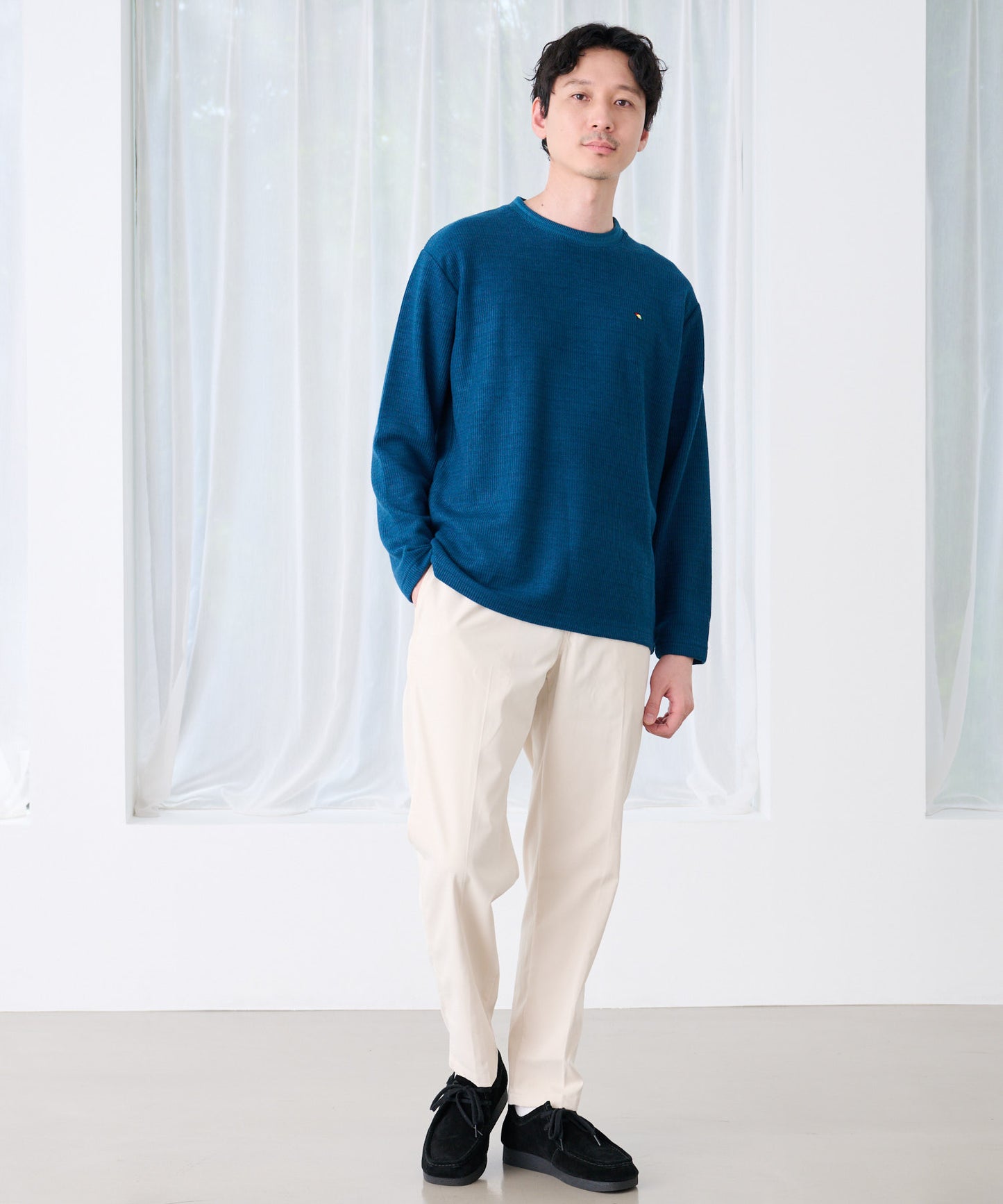 針抜き ダブルフェイス ロングTシャツ