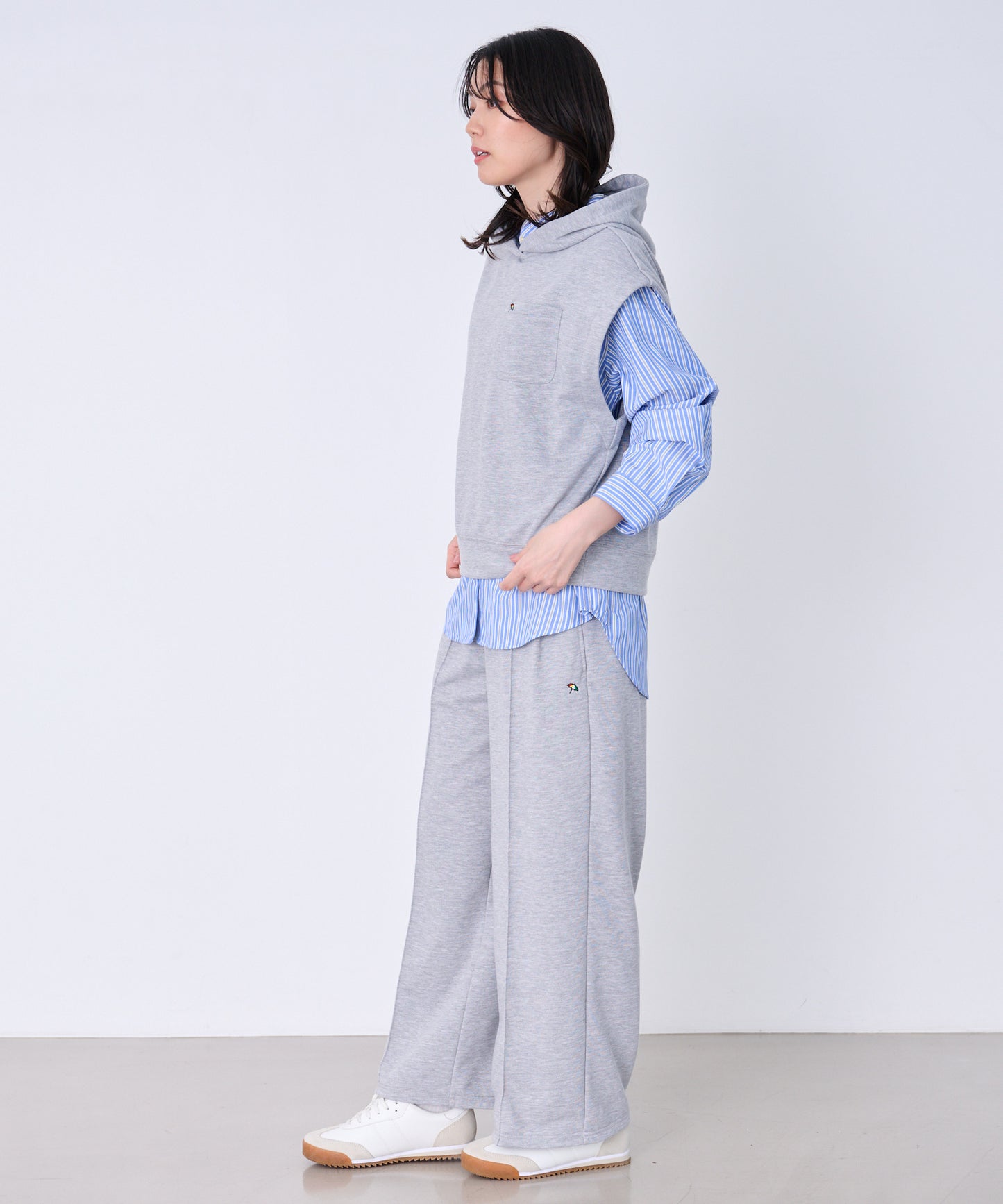 パーカーベスト + シャツ レイヤードセット