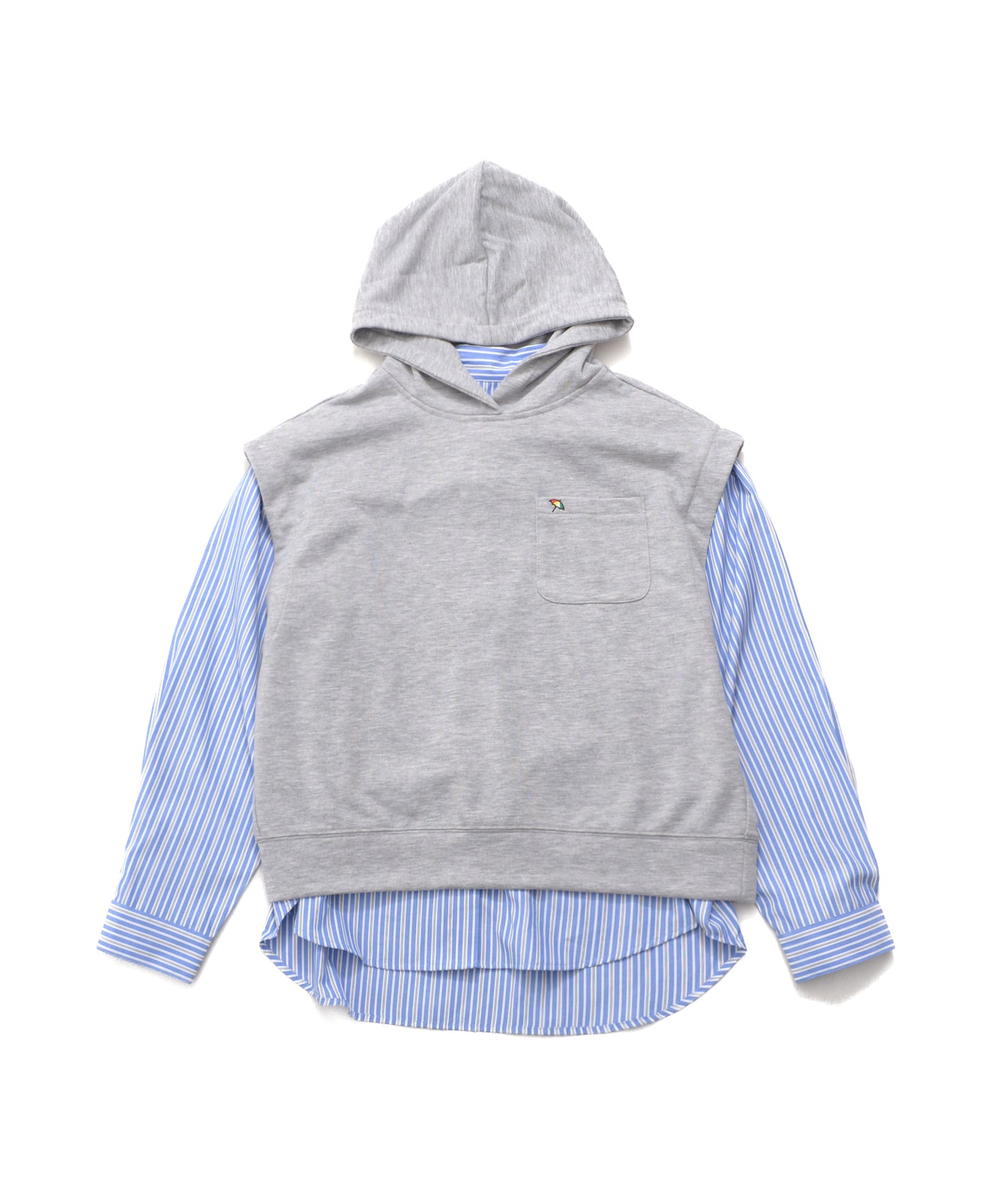 パーカーベスト + シャツ レイヤードセット