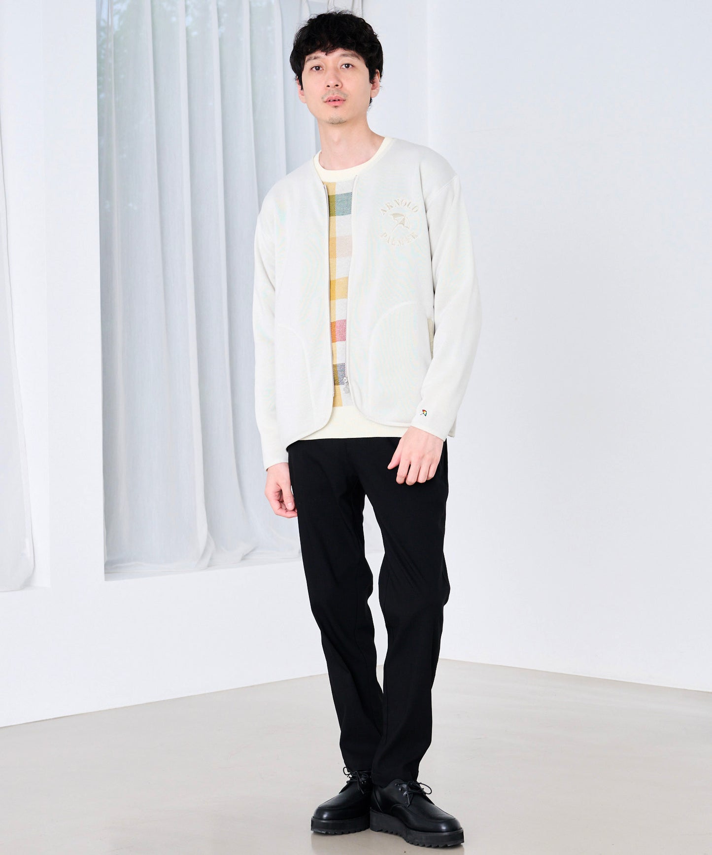 ニットフリース シェア ジップカーディガン