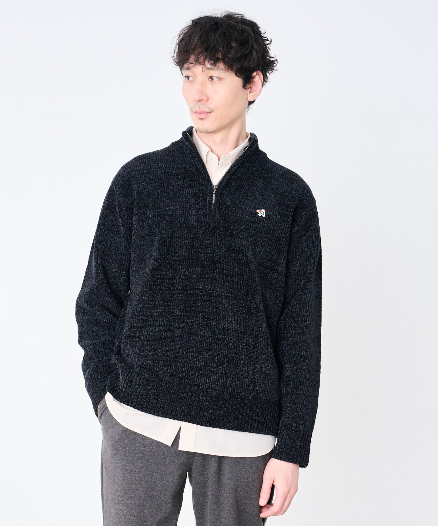 モールニット ハーフジップ プルオーバー