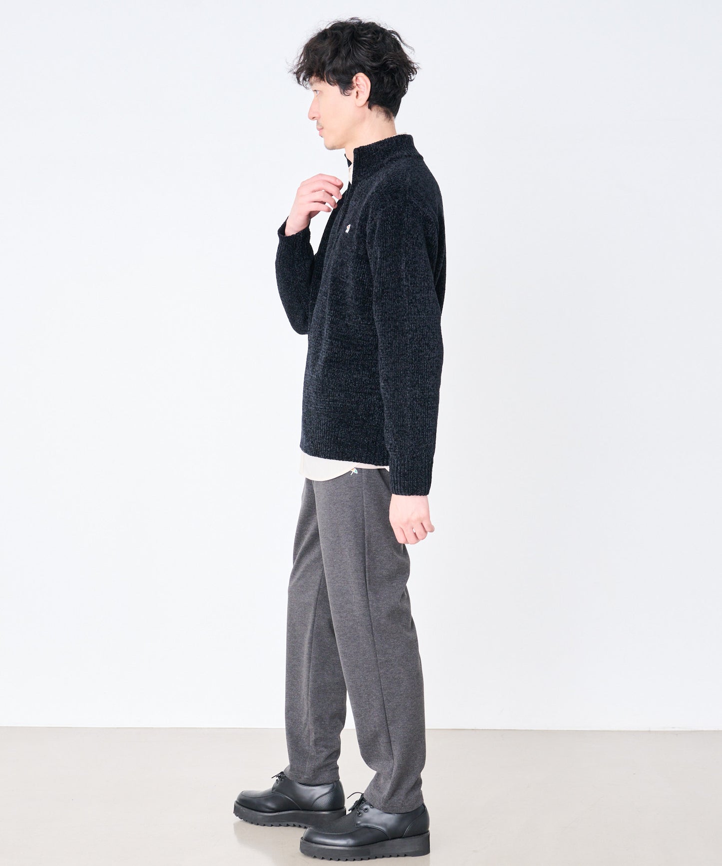 モールニット ハーフジップ プルオーバー