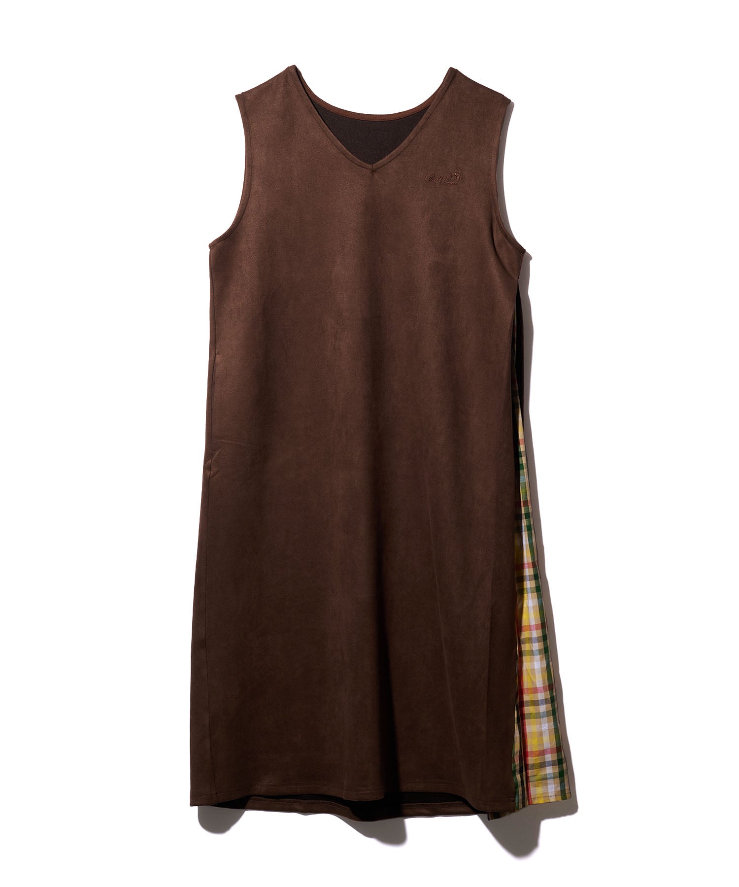 スエードポンチ Vネック Aラインジャンスカ（ジャンパースカート