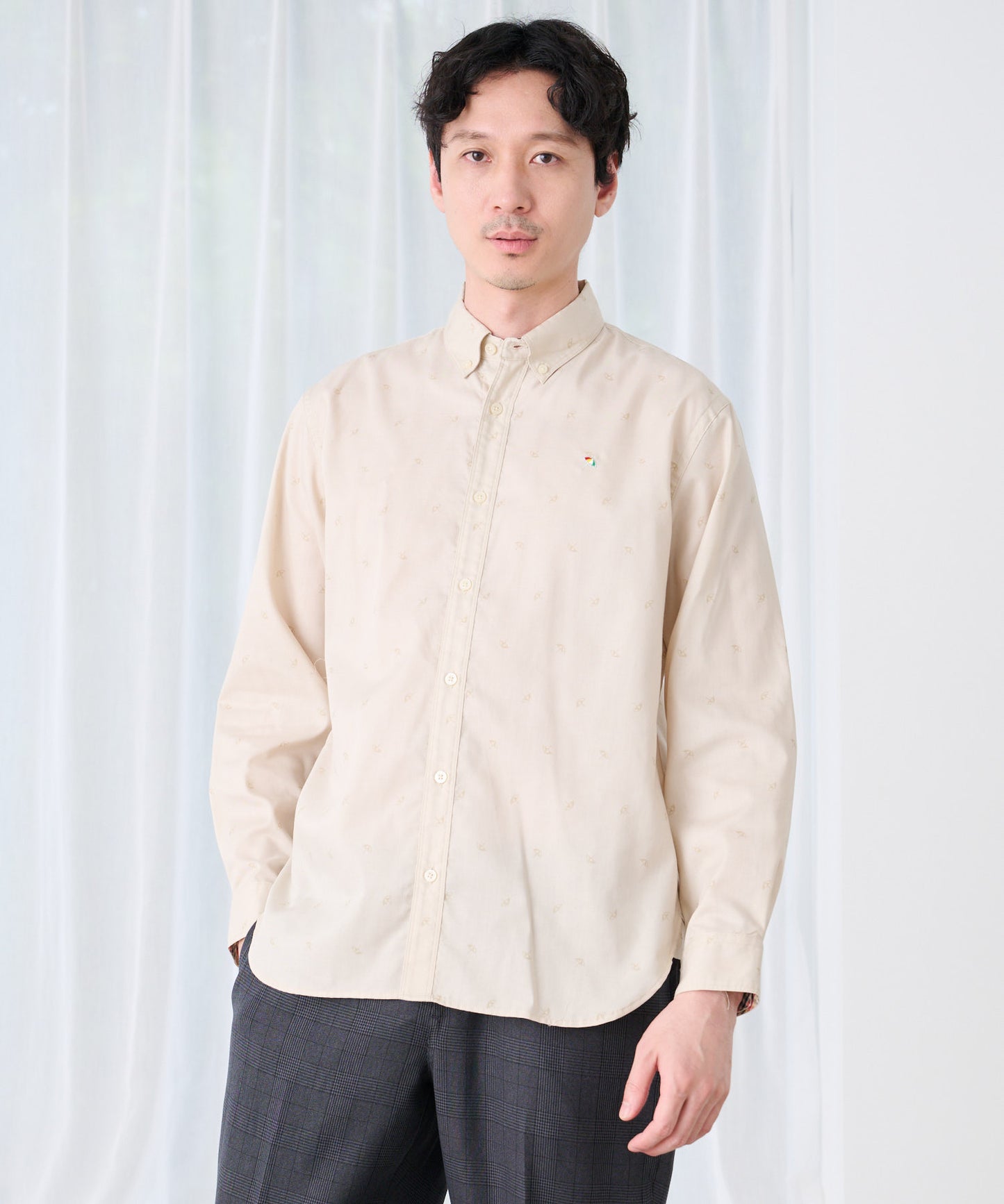総柄ツイル 長袖シェアシャツ