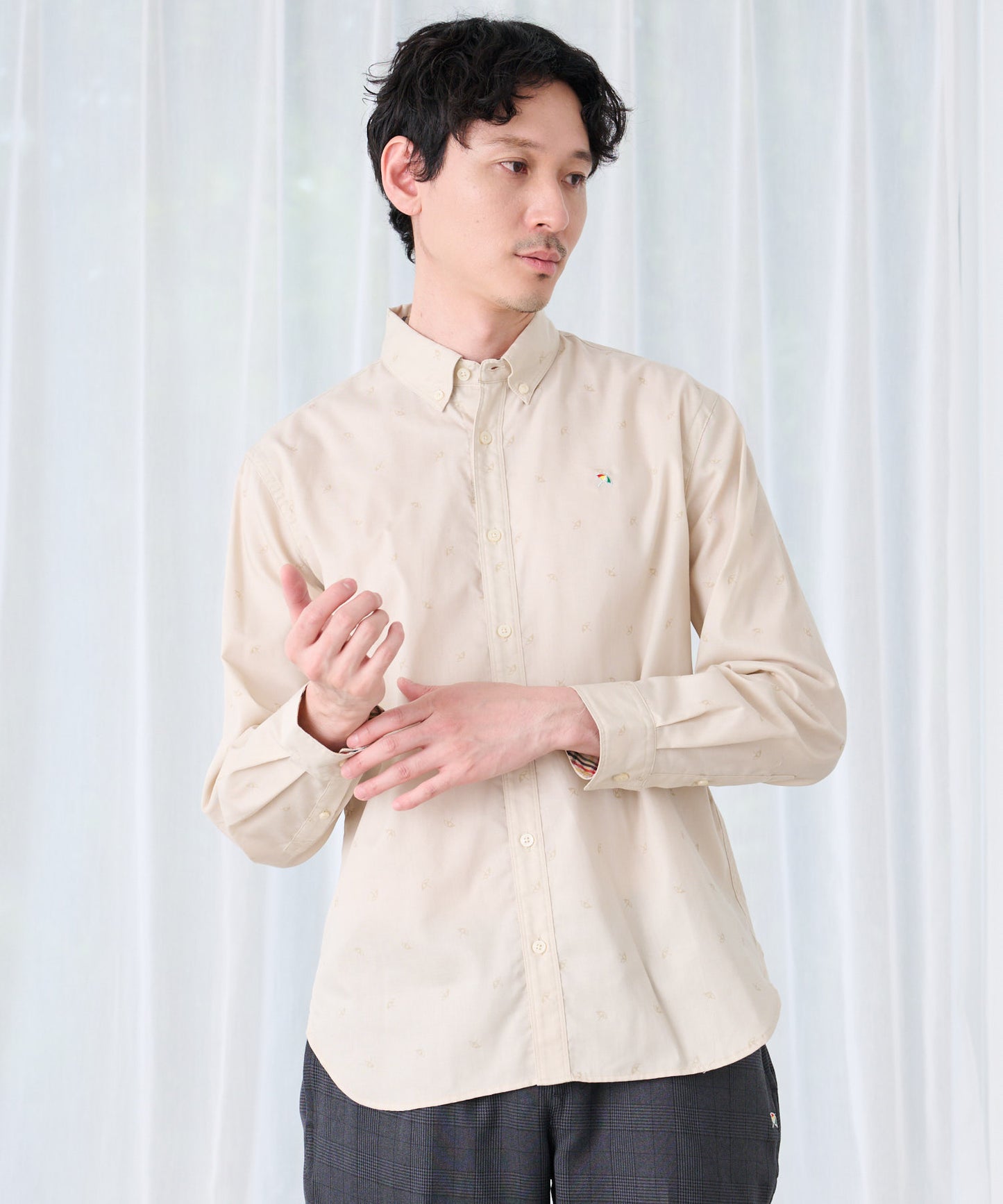 総柄ツイル 長袖シェアシャツ