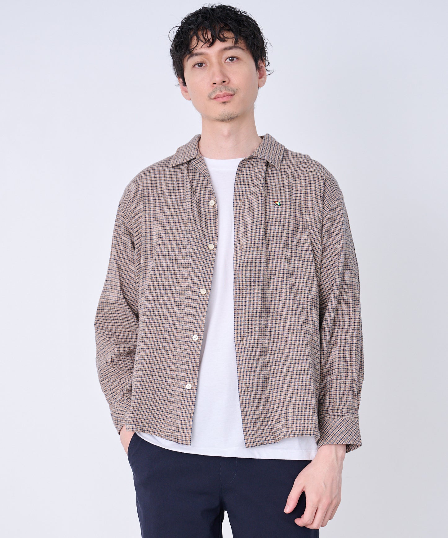 シェア パナマチェック 長袖シャツ + 半袖Tシャツ セット