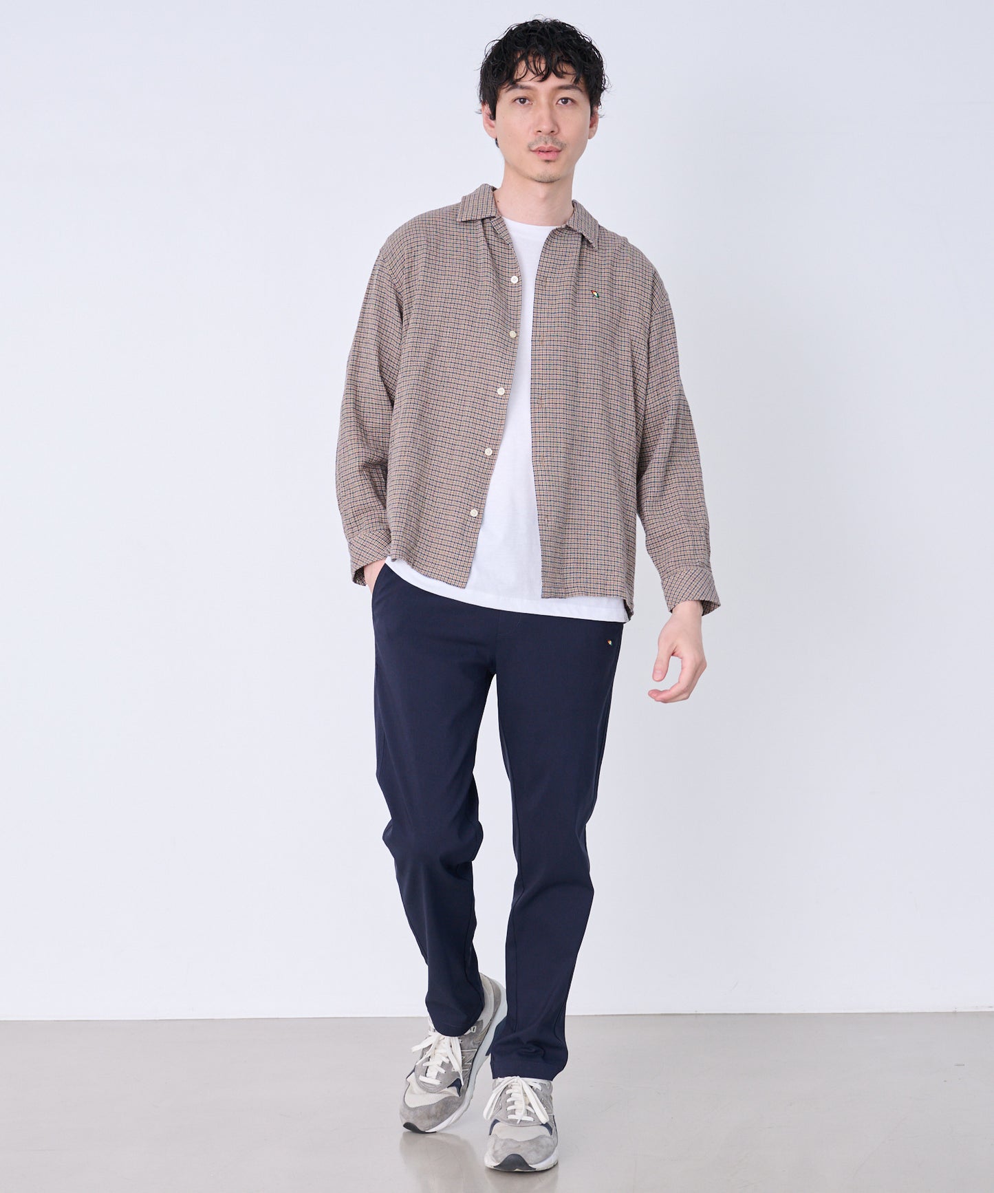 シェア パナマチェック 長袖シャツ + 半袖Tシャツ セット