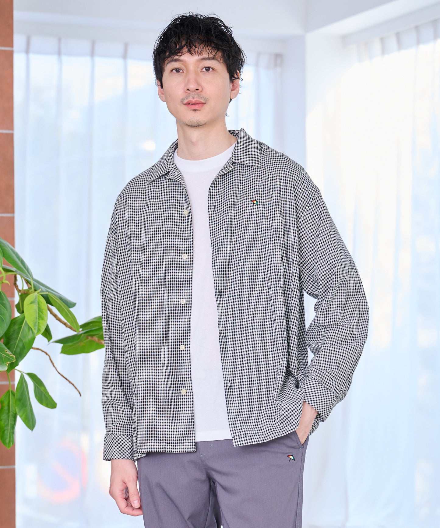 シェア パナマチェック 長袖シャツ + 半袖Tシャツ セット