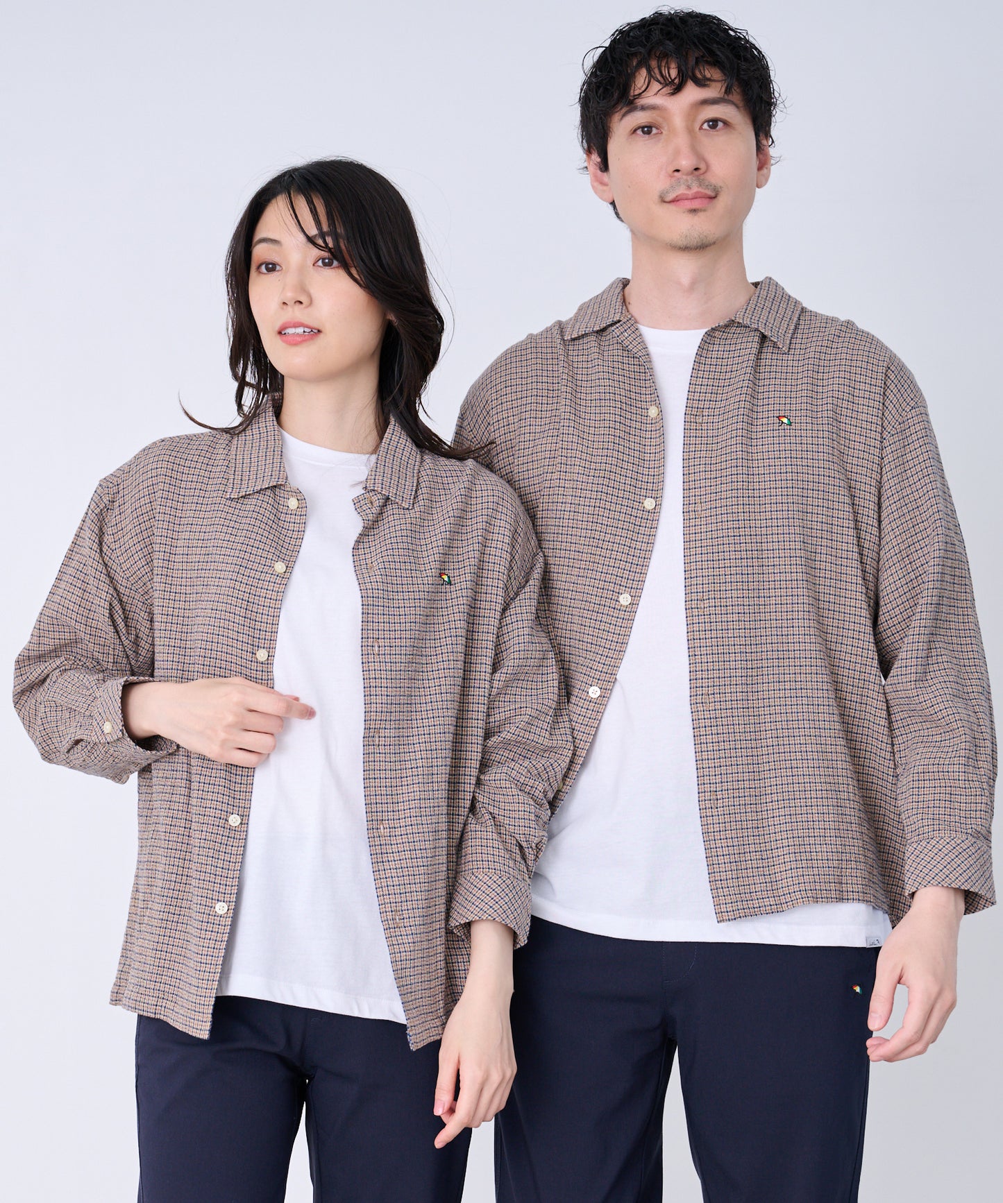 シェア パナマチェック 長袖シャツ + 半袖Tシャツ セット