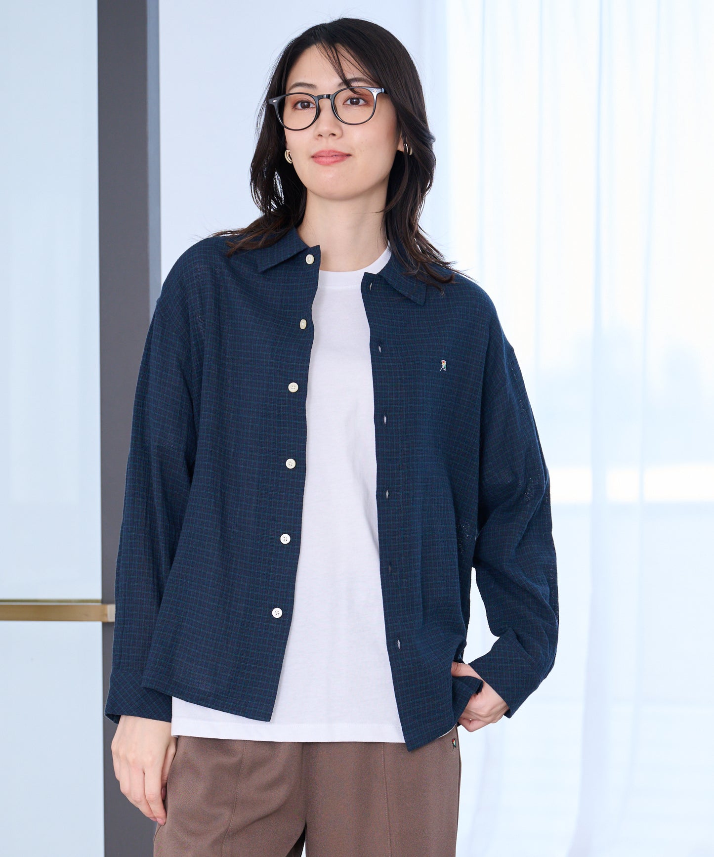 シェア パナマチェック 長袖シャツ + 半袖Tシャツ セット