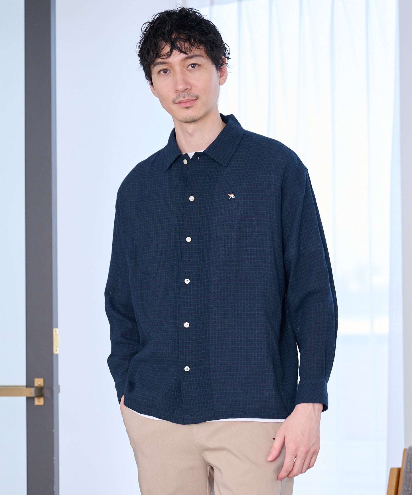 シェア パナマチェック 長袖シャツ + 半袖Tシャツ セット