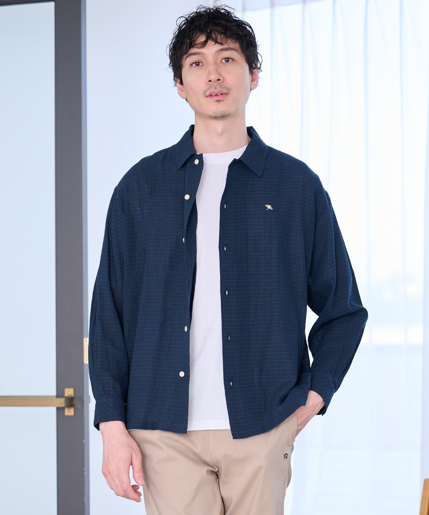 シェア パナマチェック 長袖シャツ + 半袖Tシャツ セット
