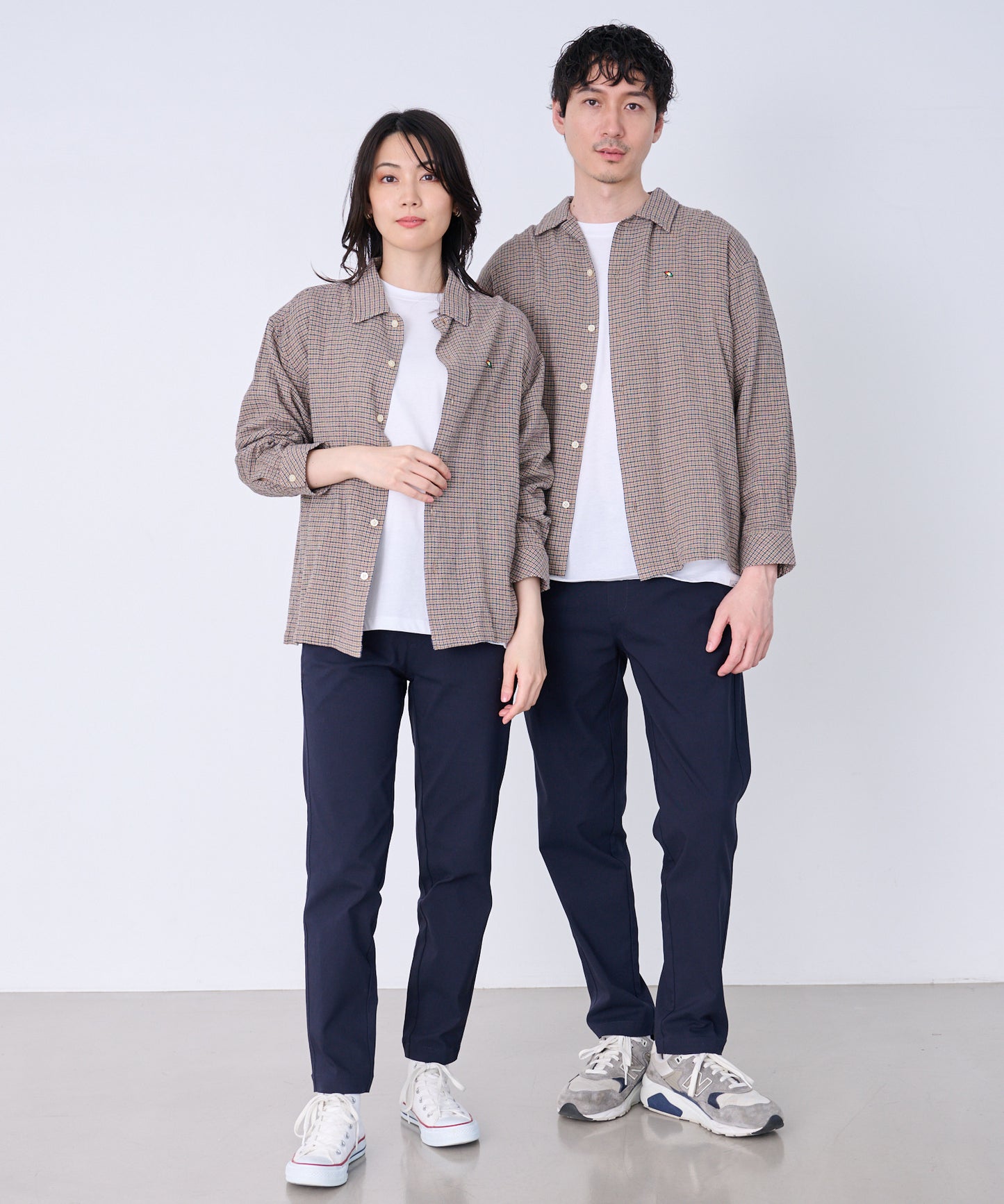 シェア パナマチェック 長袖シャツ + 半袖Tシャツ セット