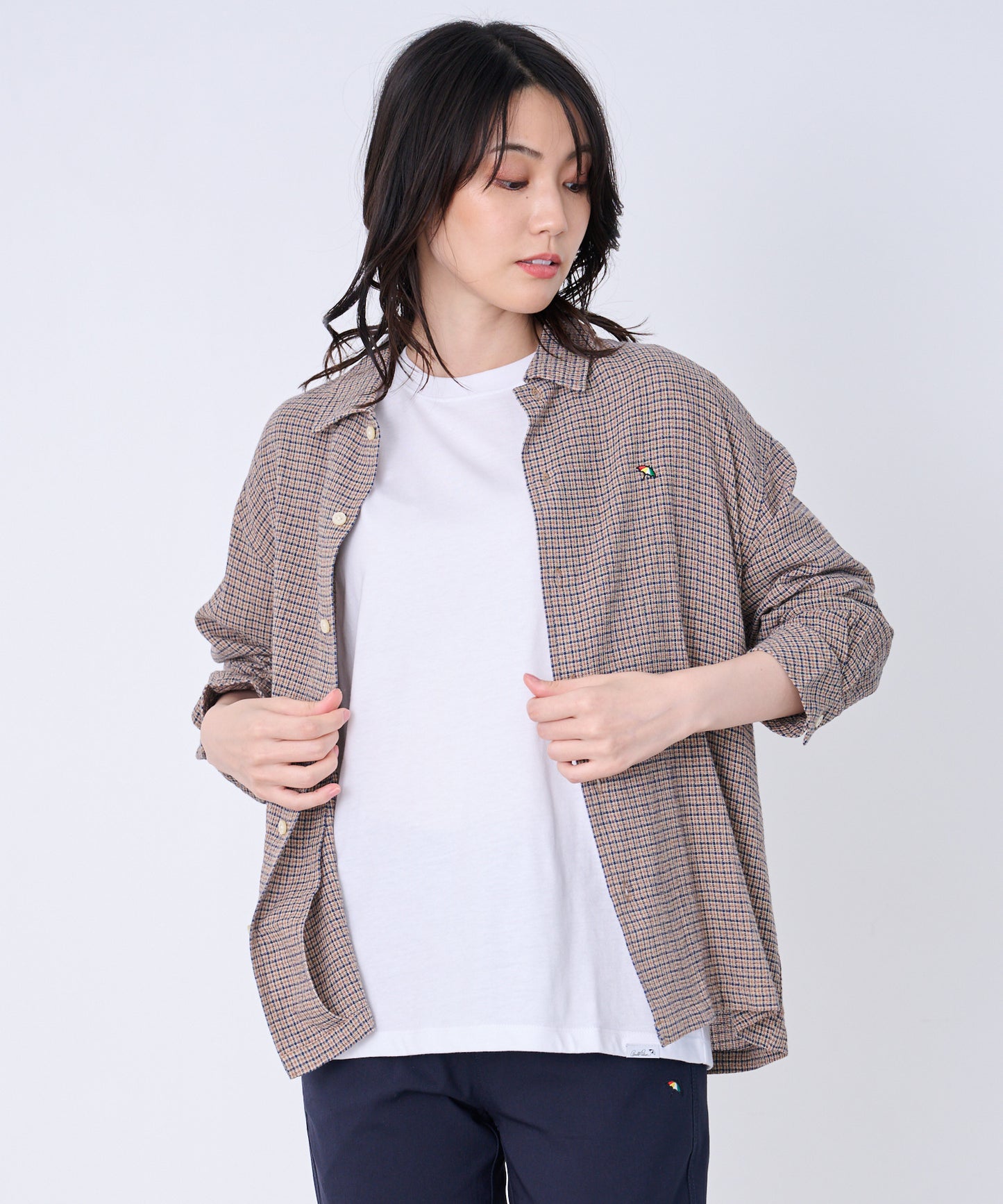 シェア パナマチェック 長袖シャツ + 半袖Tシャツ セット