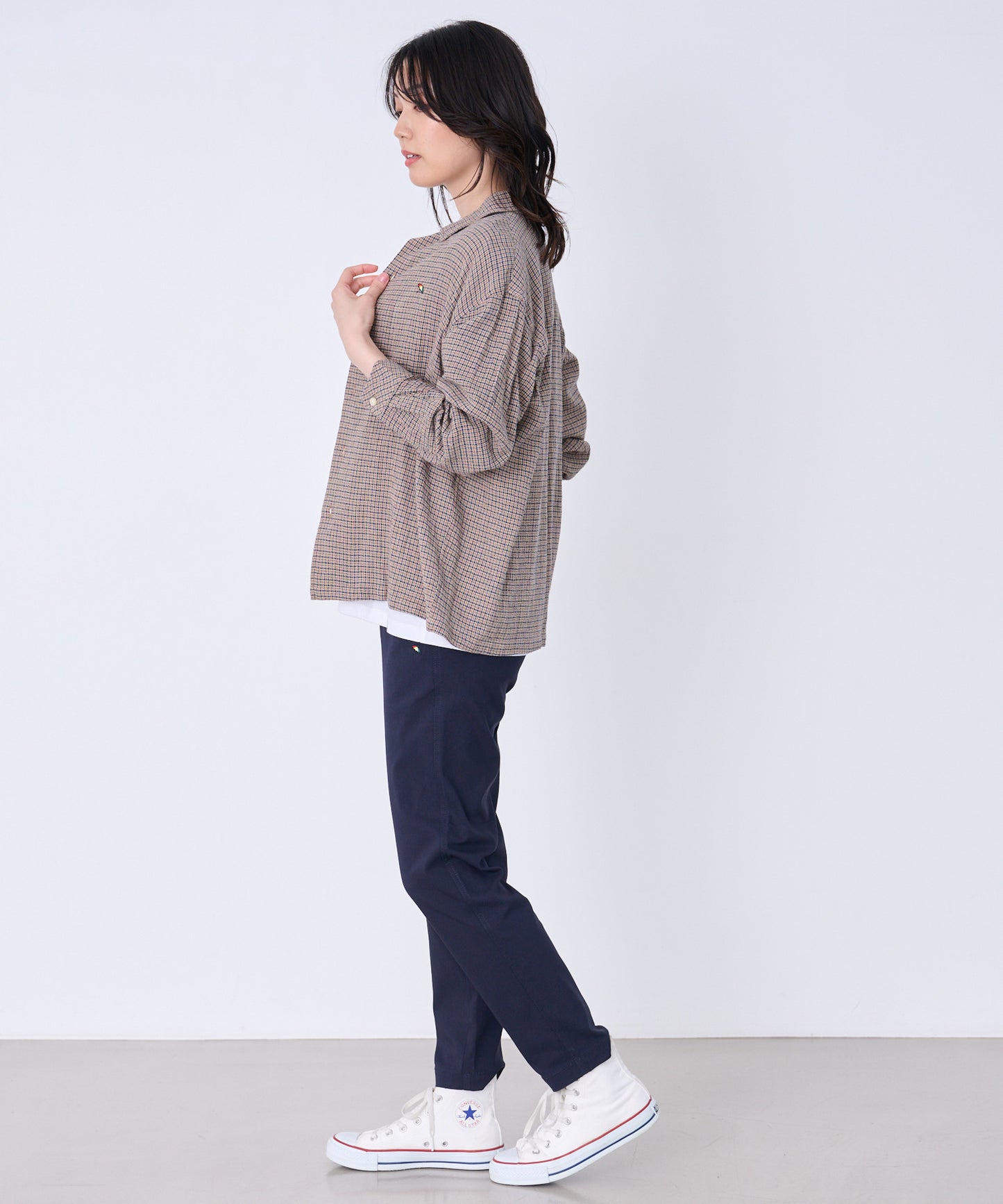 シェア パナマチェック 長袖シャツ + 半袖Tシャツ セット